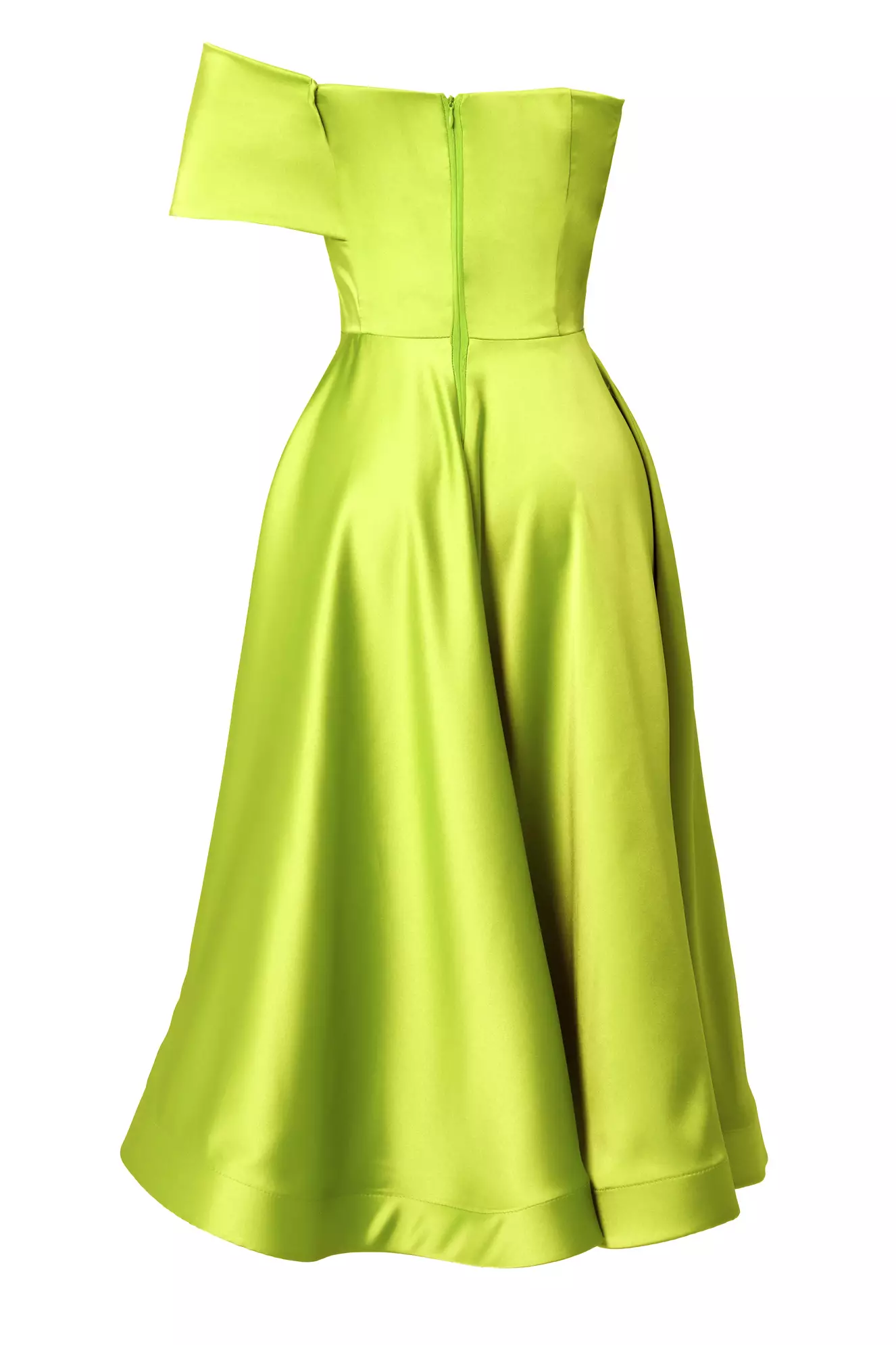 Pistachio green satin sleeveless long dress