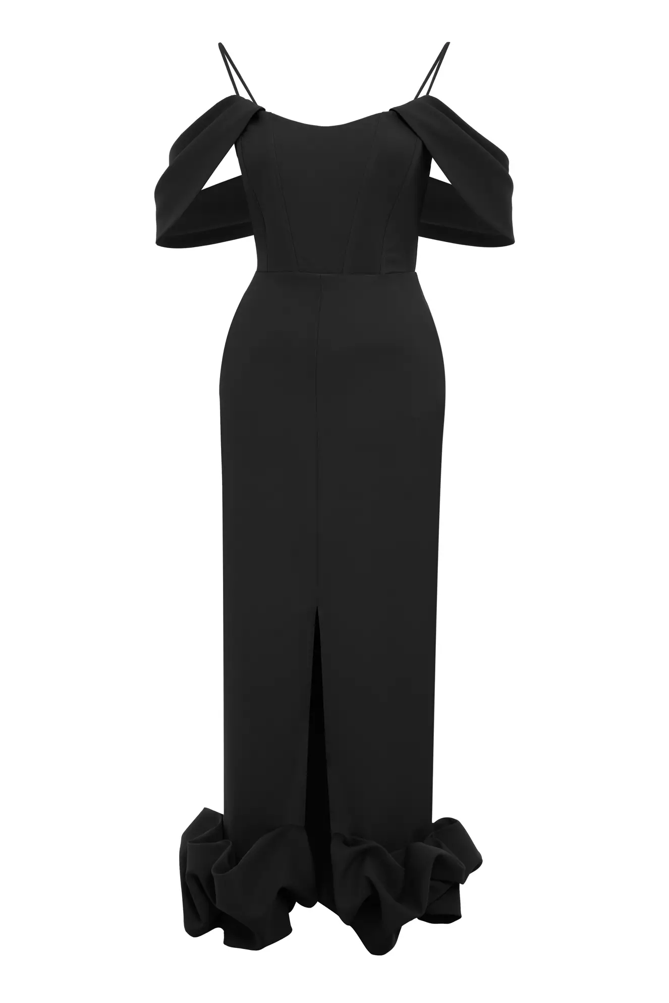 Black Crepe Sleeveless Long Dress