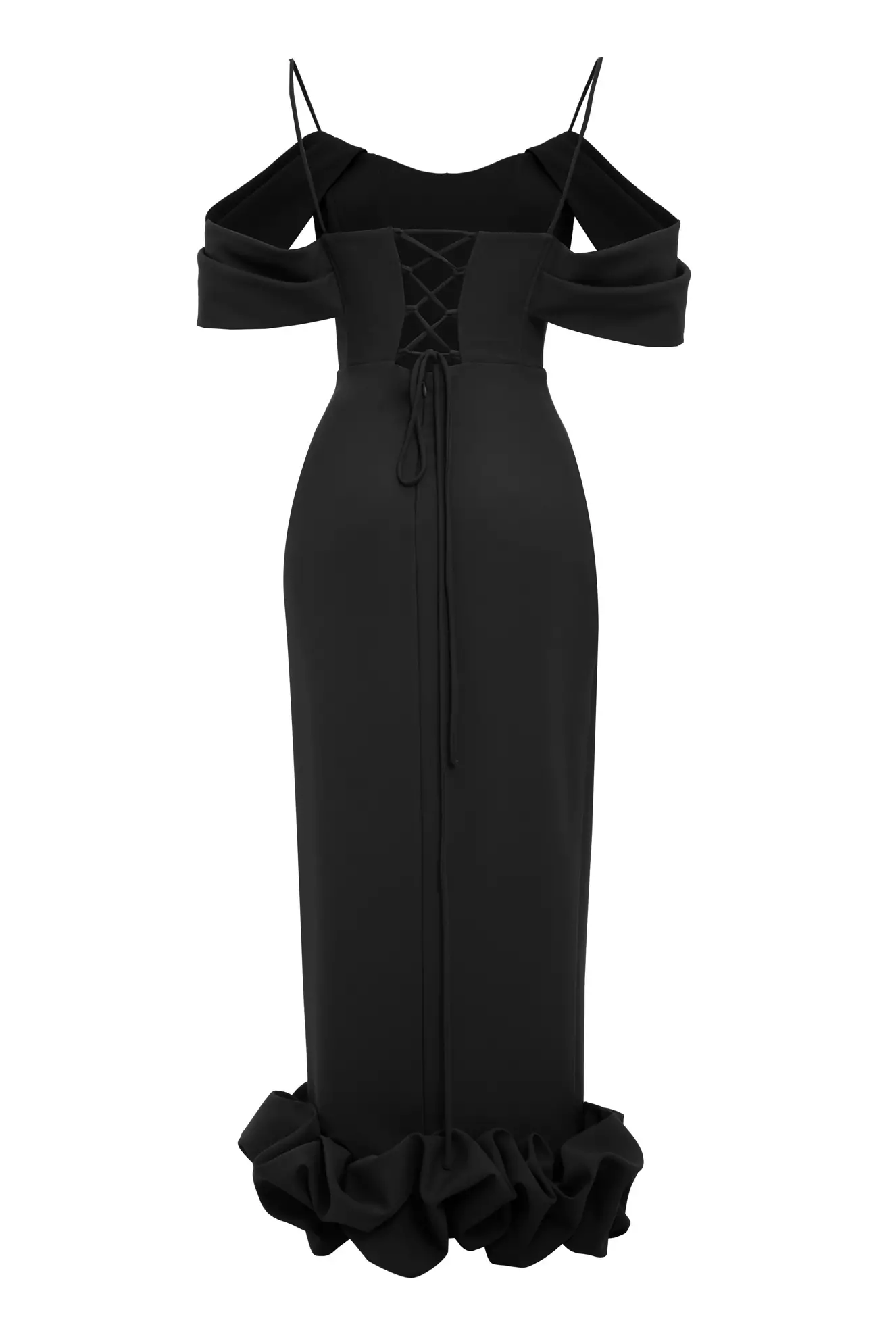 Black Crepe Sleeveless Long Dress