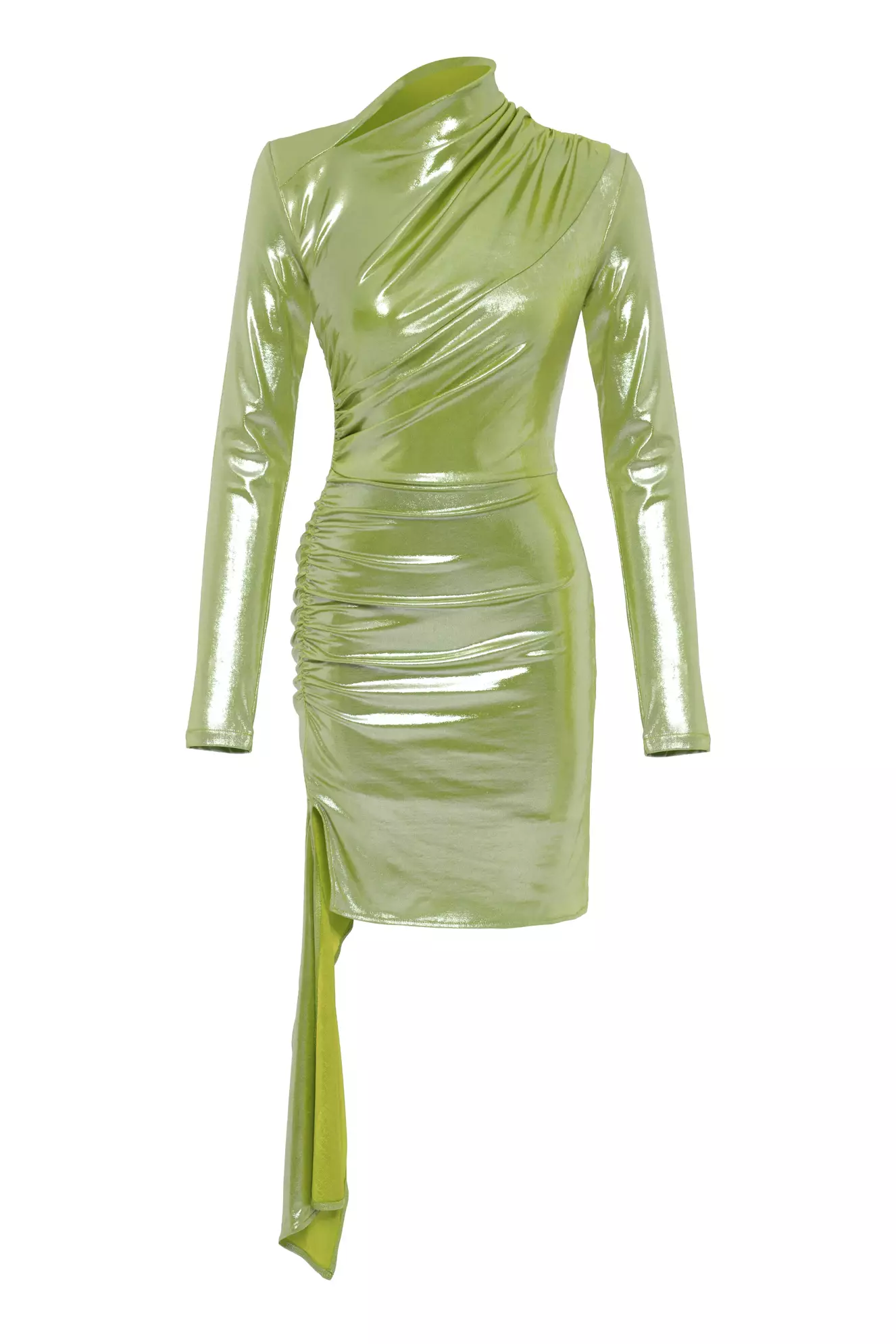 Pistachio Green Knitted Long Sleeve Mini Dress