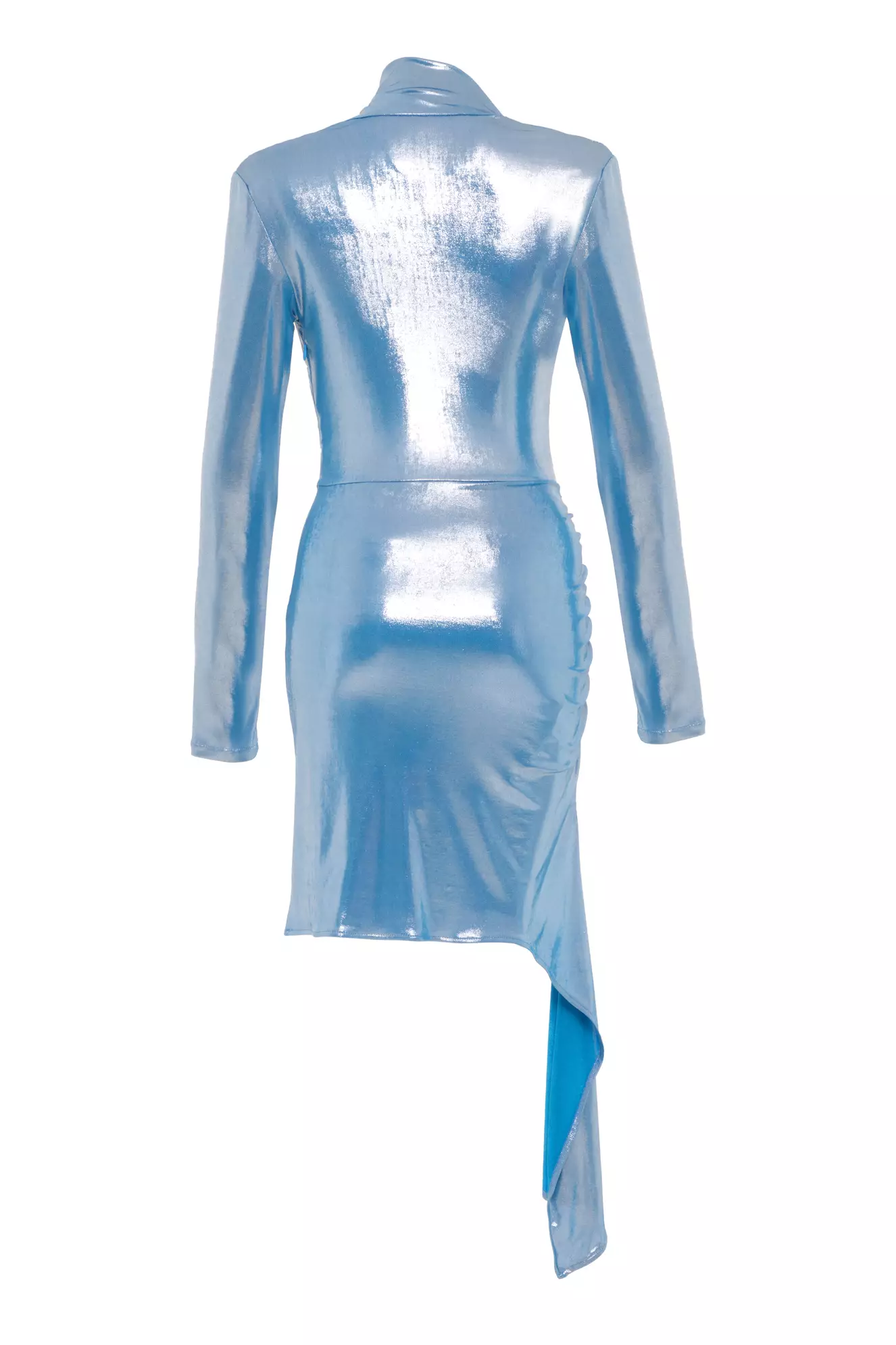 Blue Knitted Long Sleeve Mini Dress