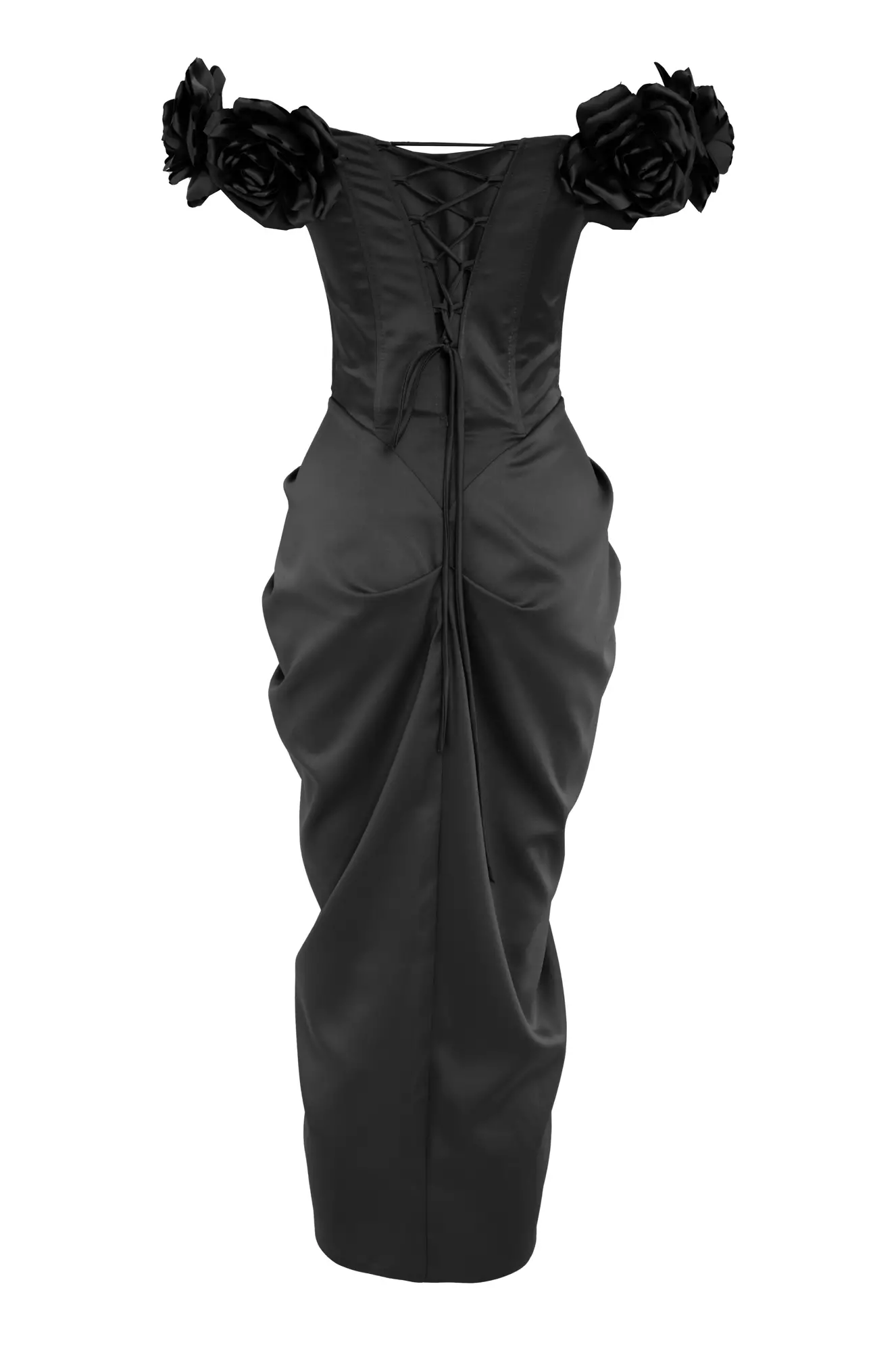 Black Satin Sleeveless Long Dress