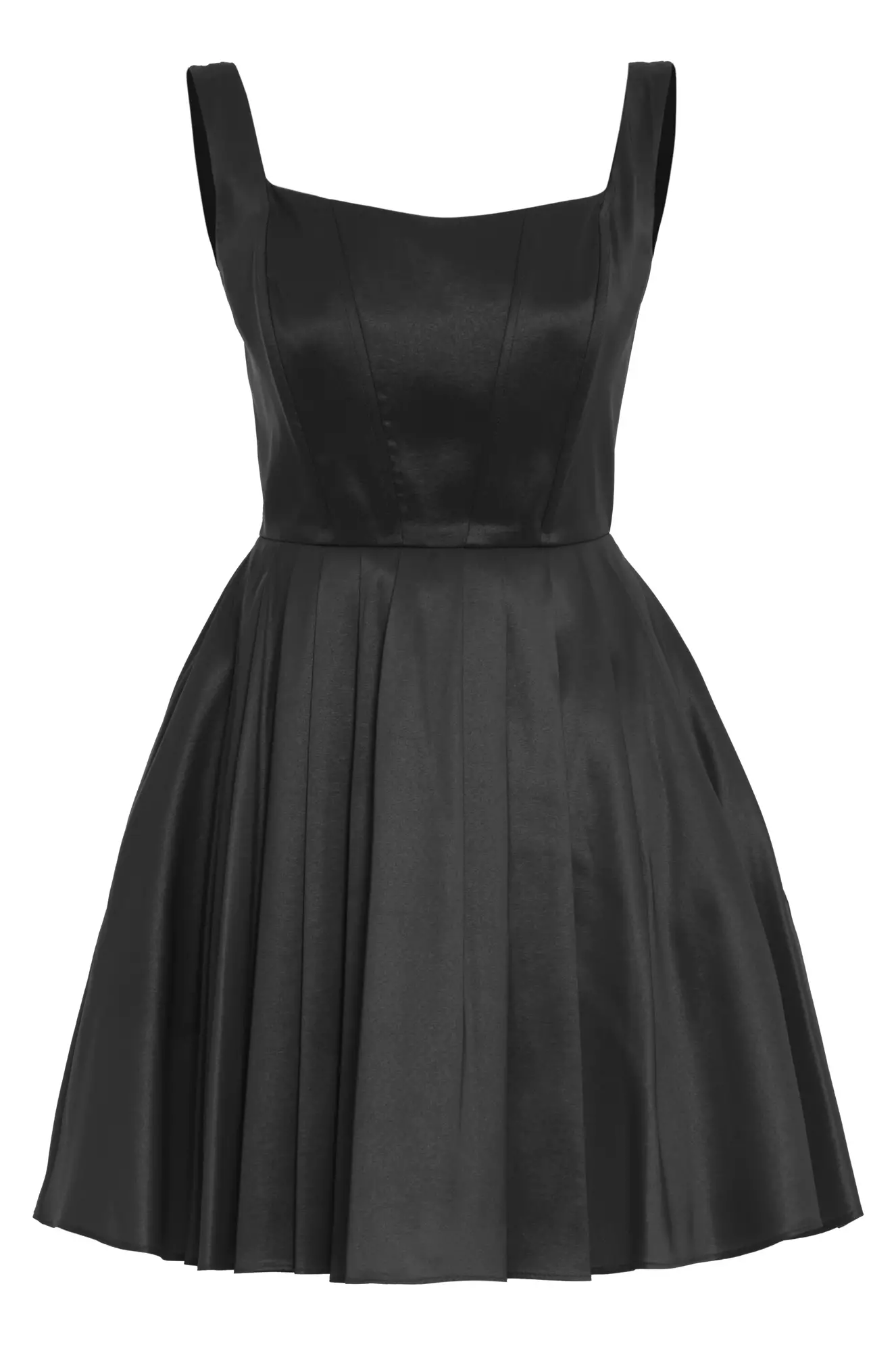 Black Tafta Sleeveless Mini Dress
