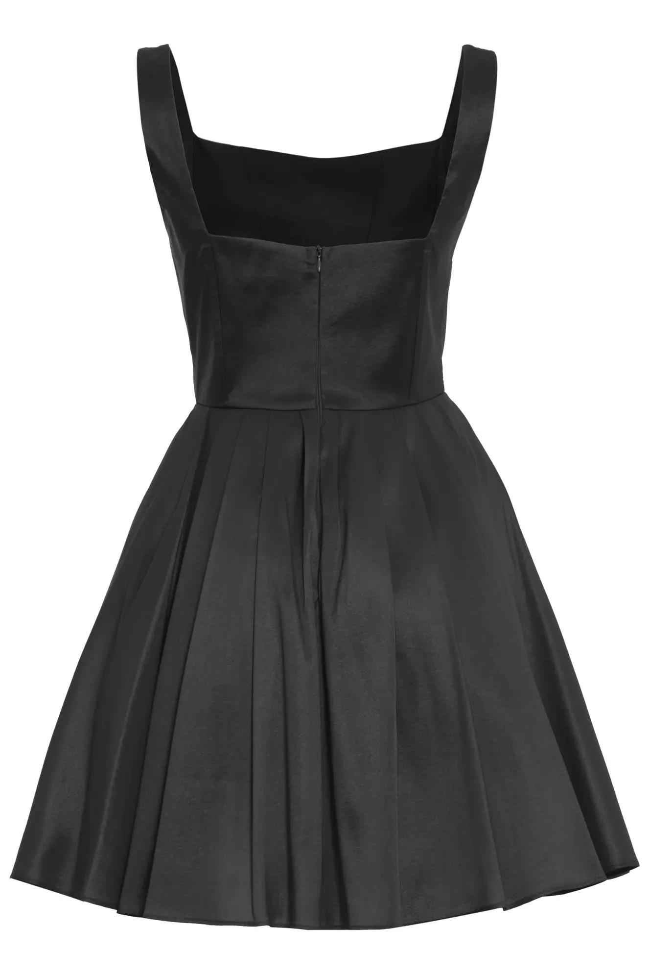 Black Tafta Sleeveless Mini Dress