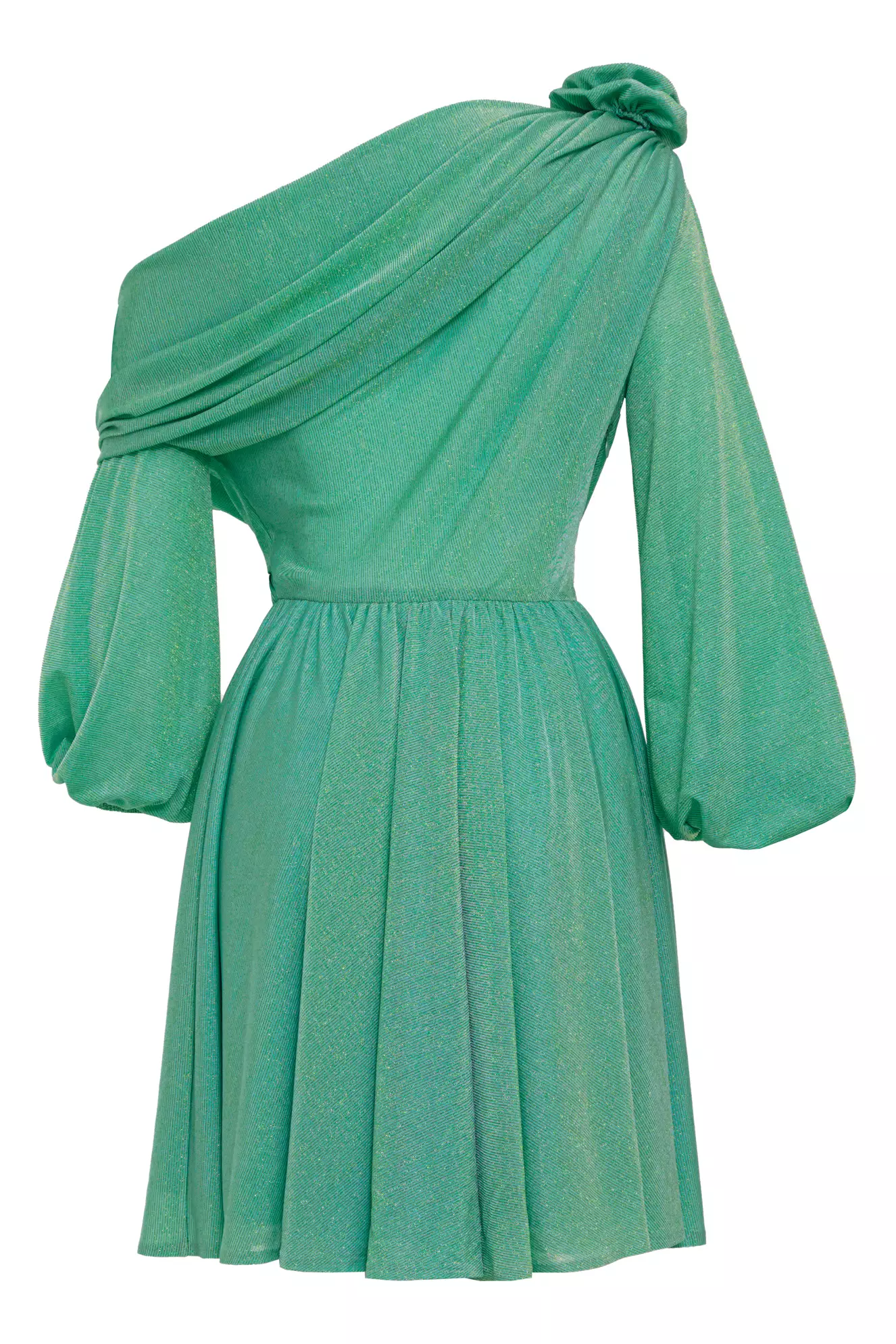 Green Knitted Long Sleeve Mini Dress