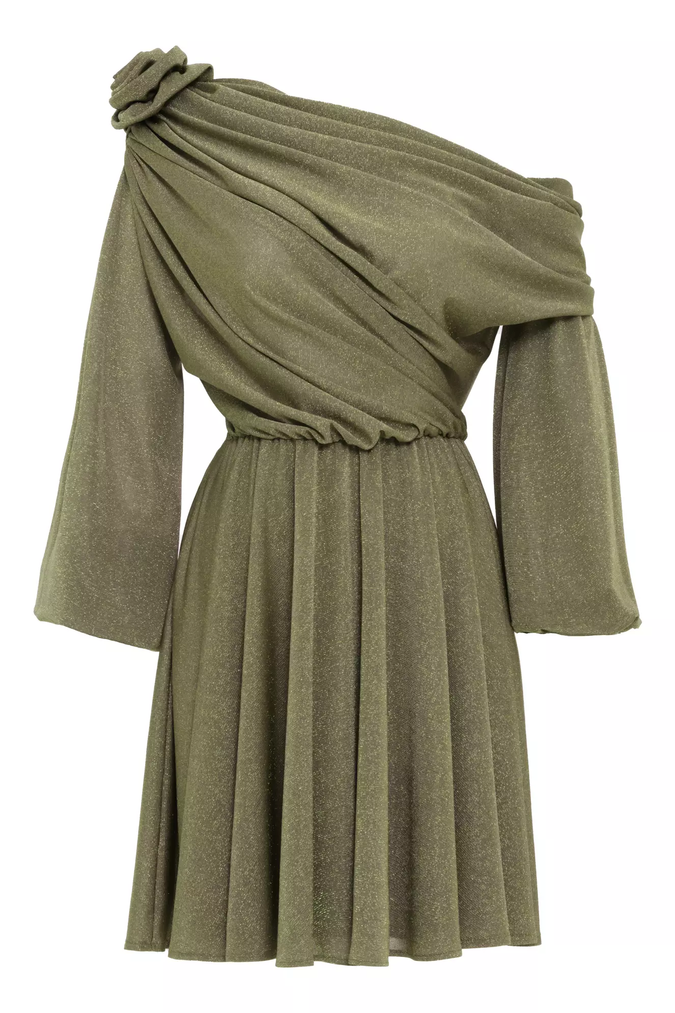 Khaki Knitted Long Sleeve Mini Dress