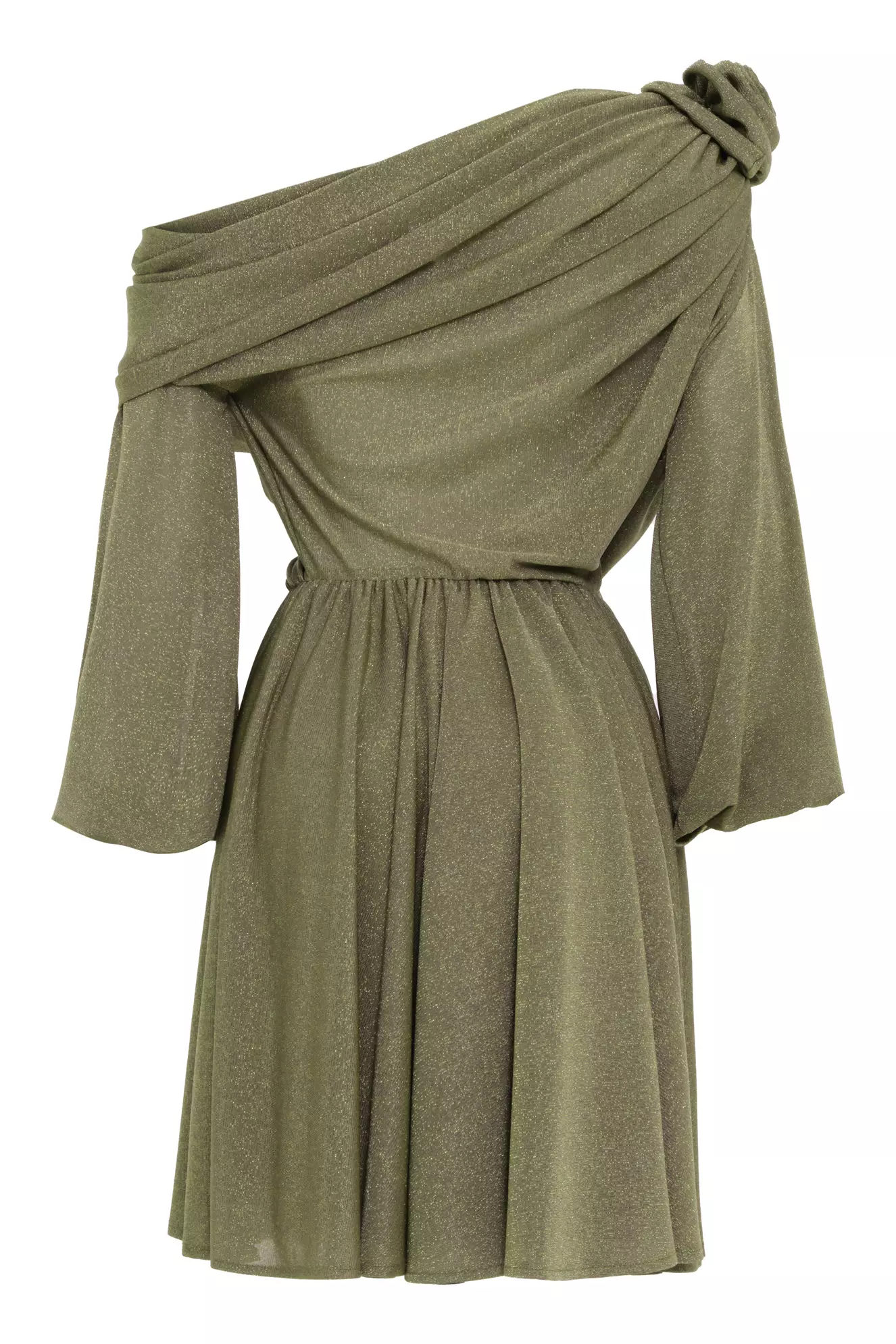 Khaki Knitted Long Sleeve Mini Dress