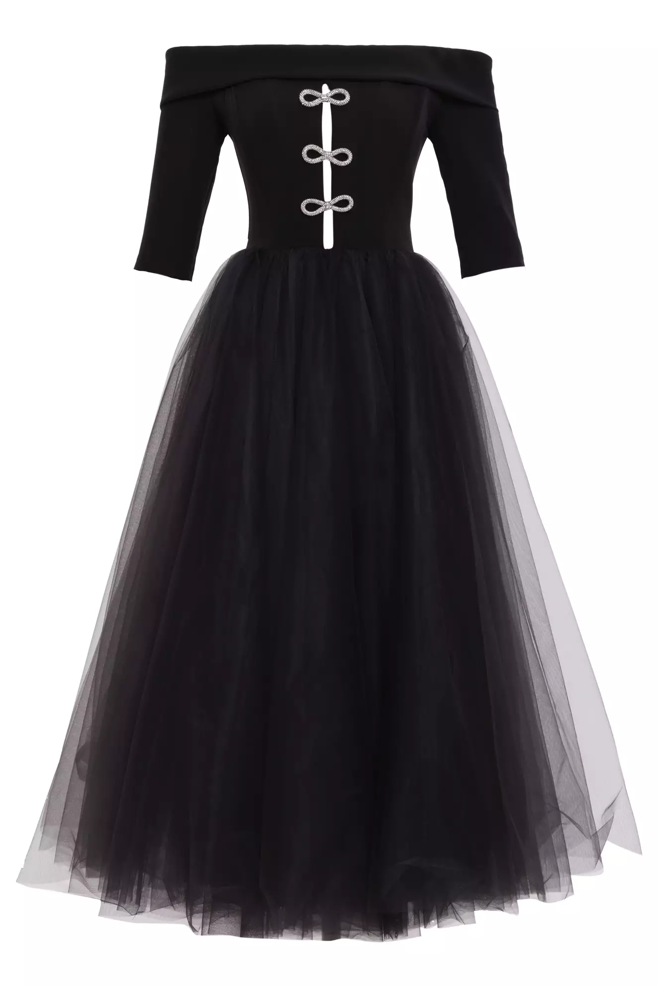 Black Crepe Sleeveless Long Dress