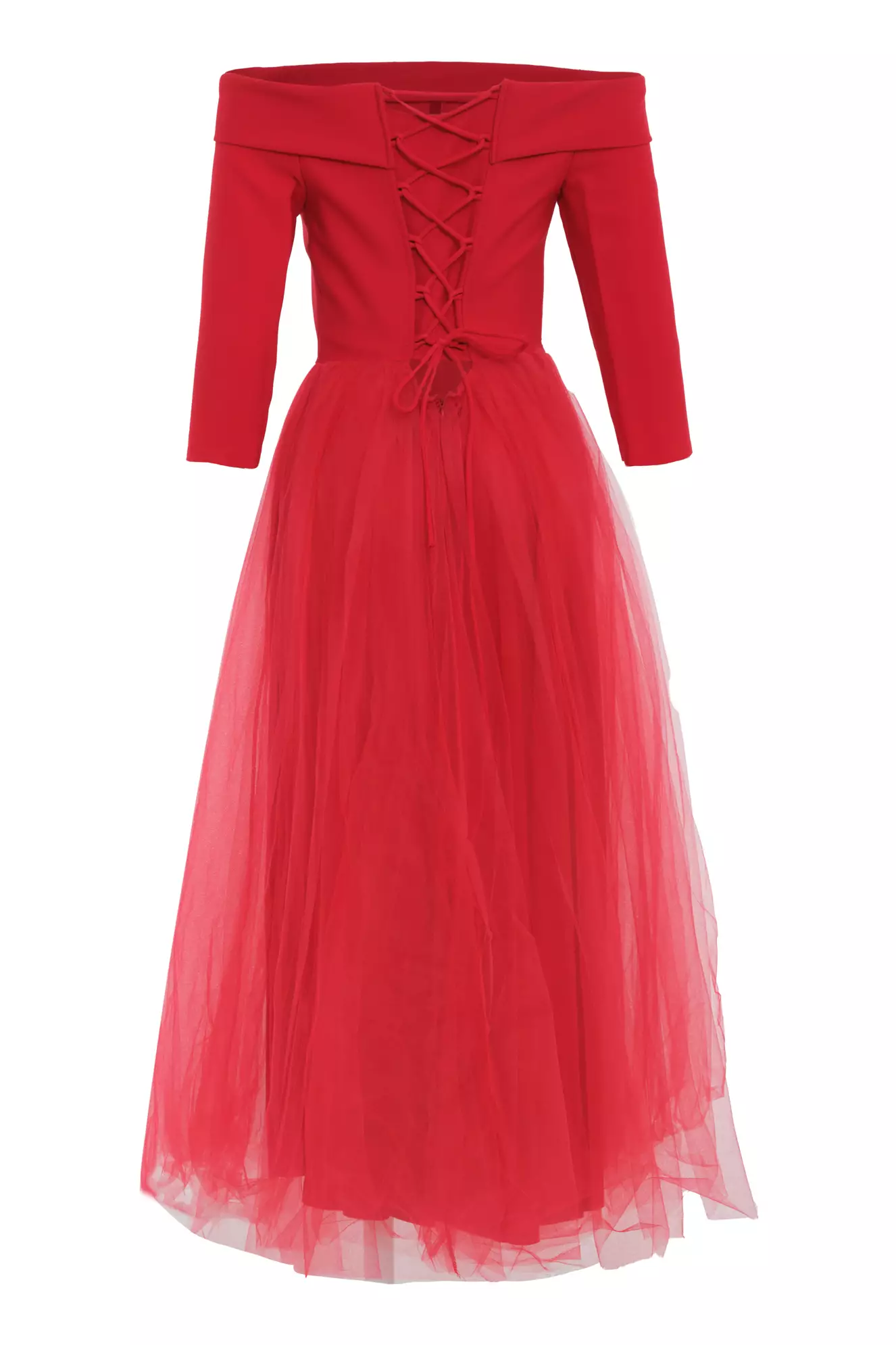 Red Crepe Sleeveless Long Dress