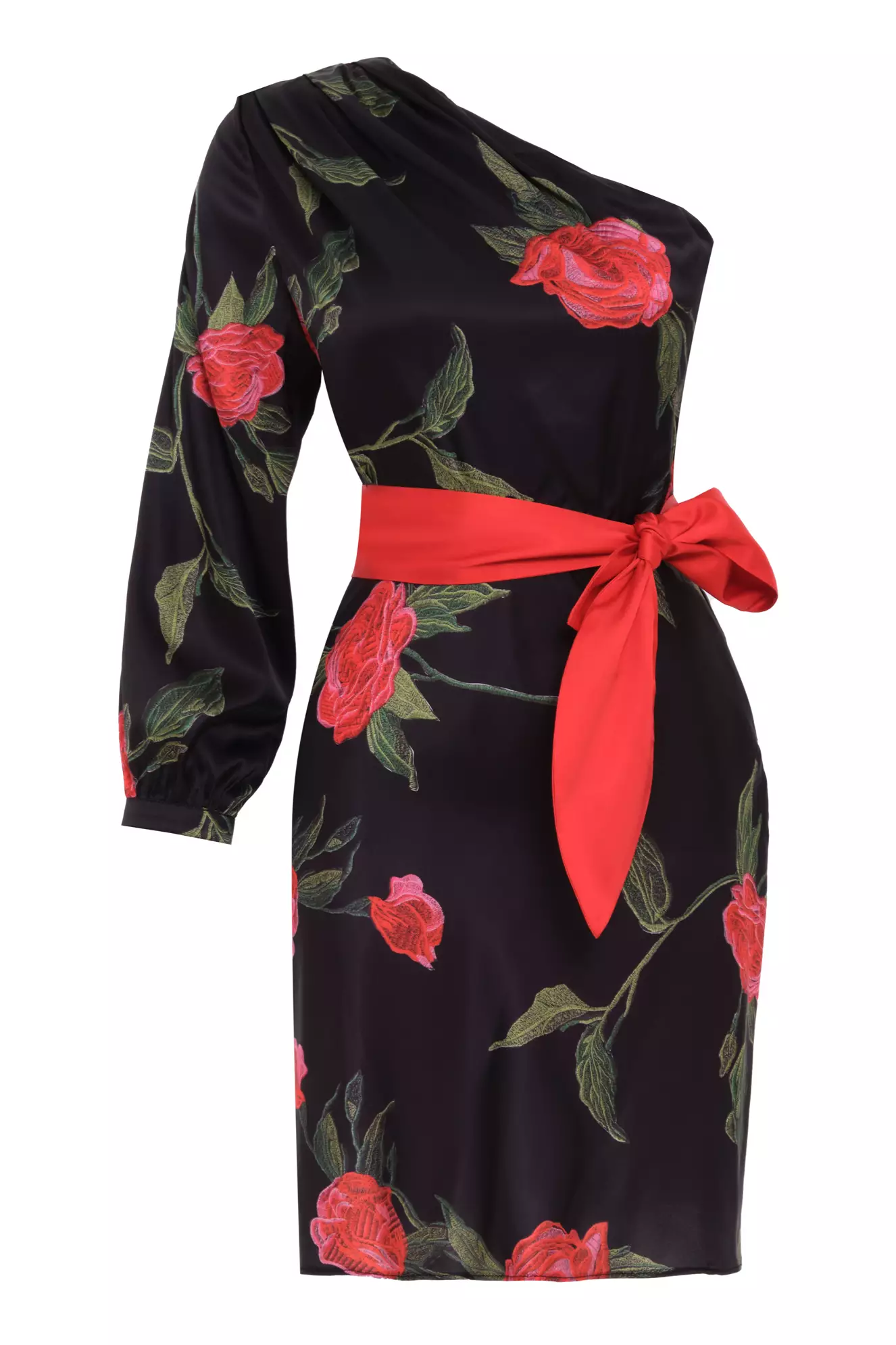Printed Satin One Arm Mini Dress
