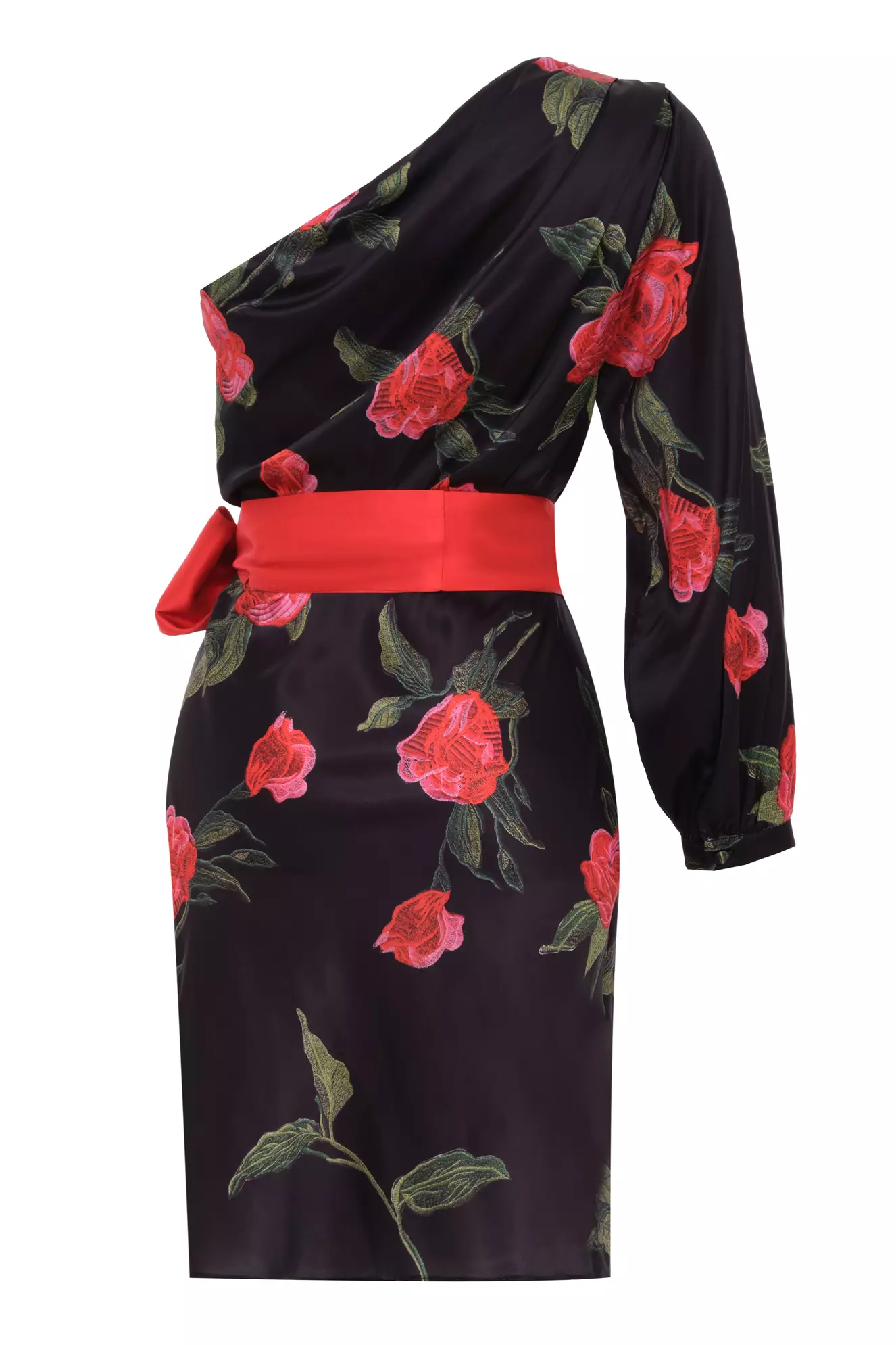 Printed Satin One Arm Mini Dress