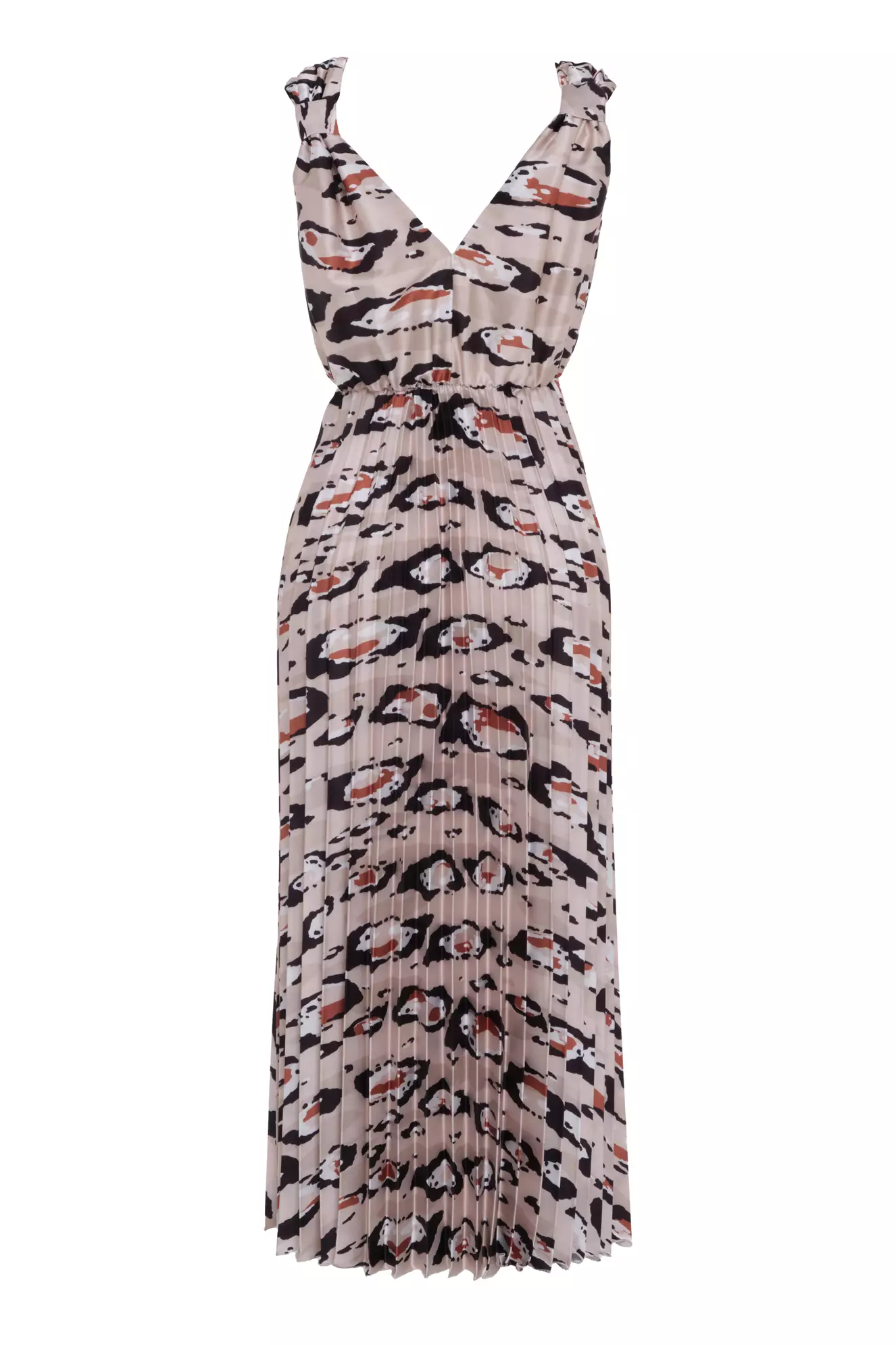 Printed Satin Sleeveless Long Dress