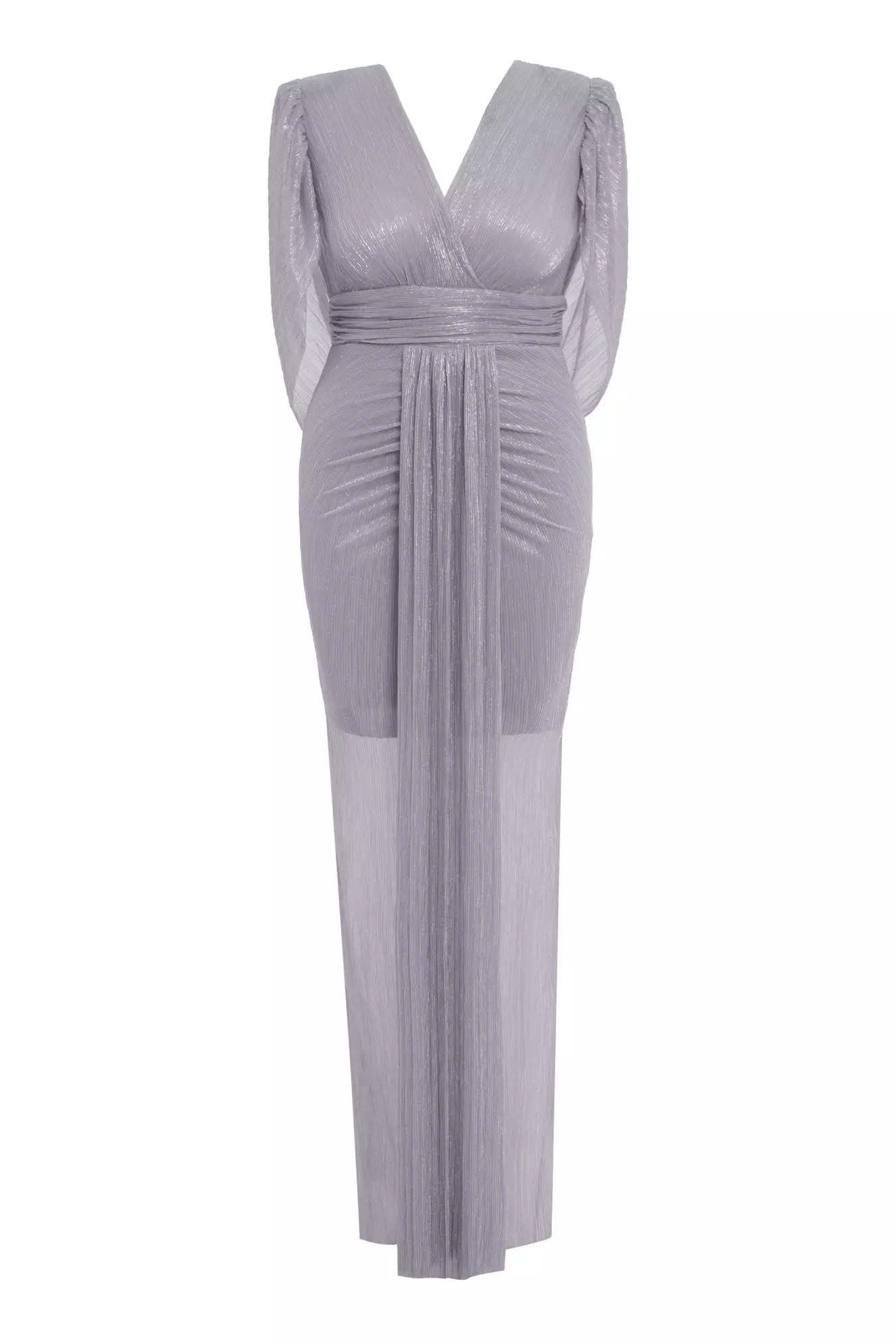 Silver Plus Size Moonlight Long Sleeve Maxi Dress