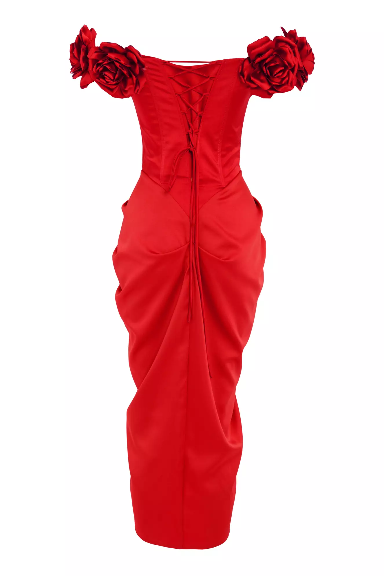 Red Satin Sleeveless Long Dress