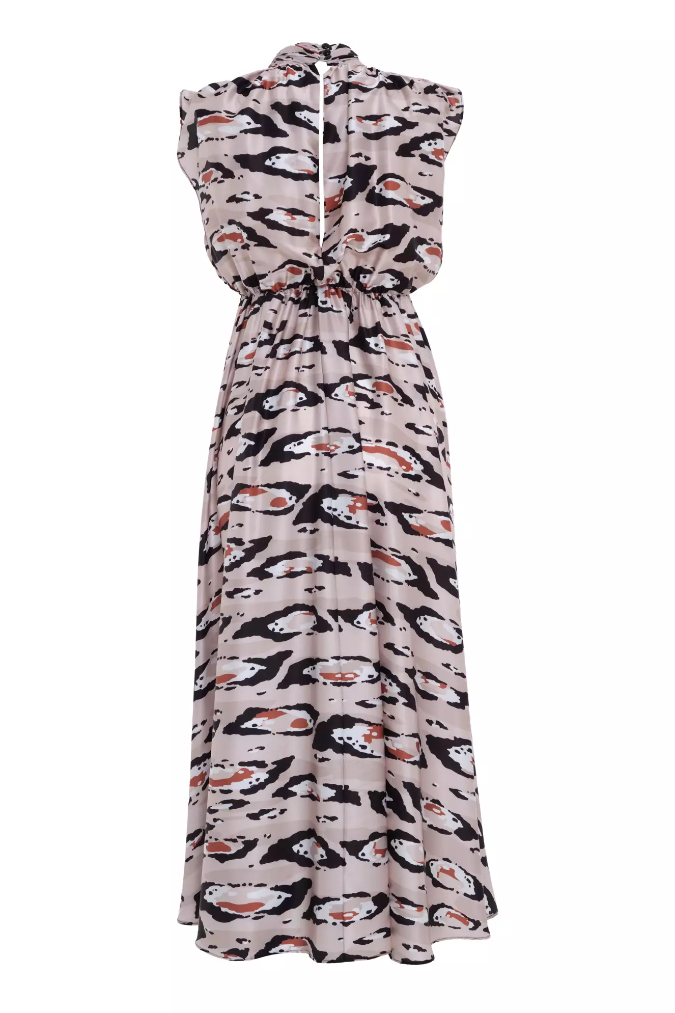 Printed Satin Sleeveless Long Dress