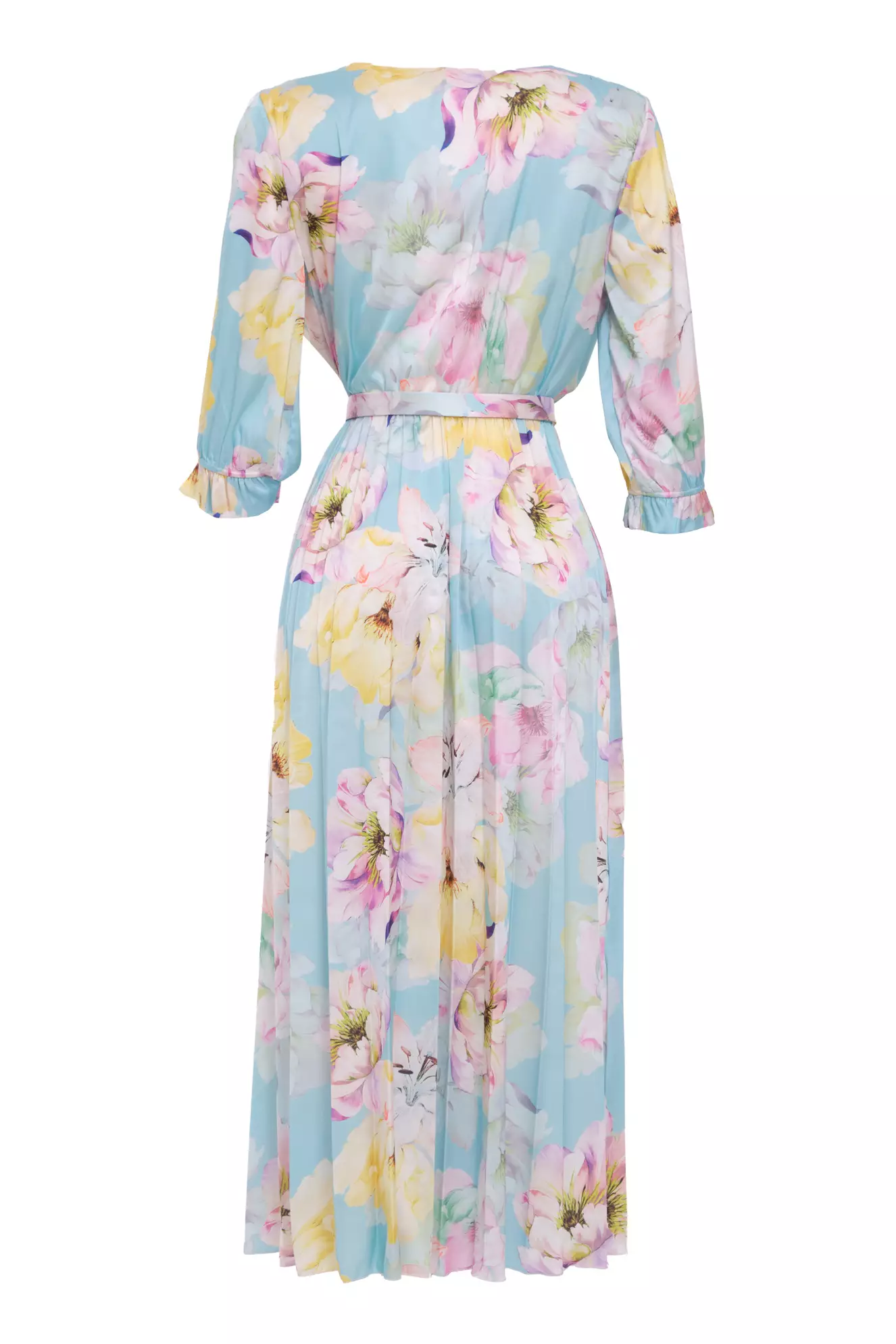 Printed Satin Long Sleeve Maxi Dress