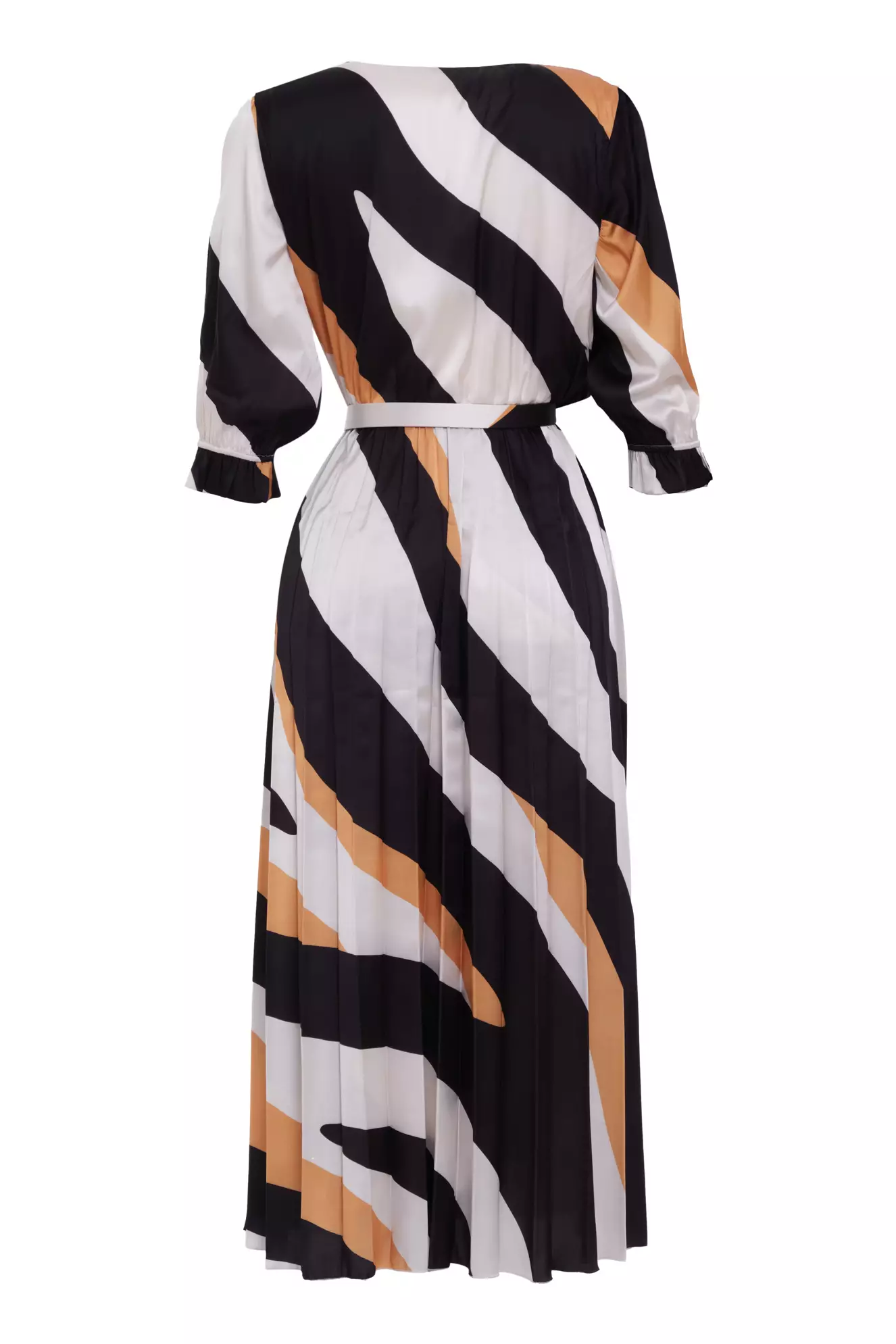 Printed Satin Long Sleeve Maxi Dress