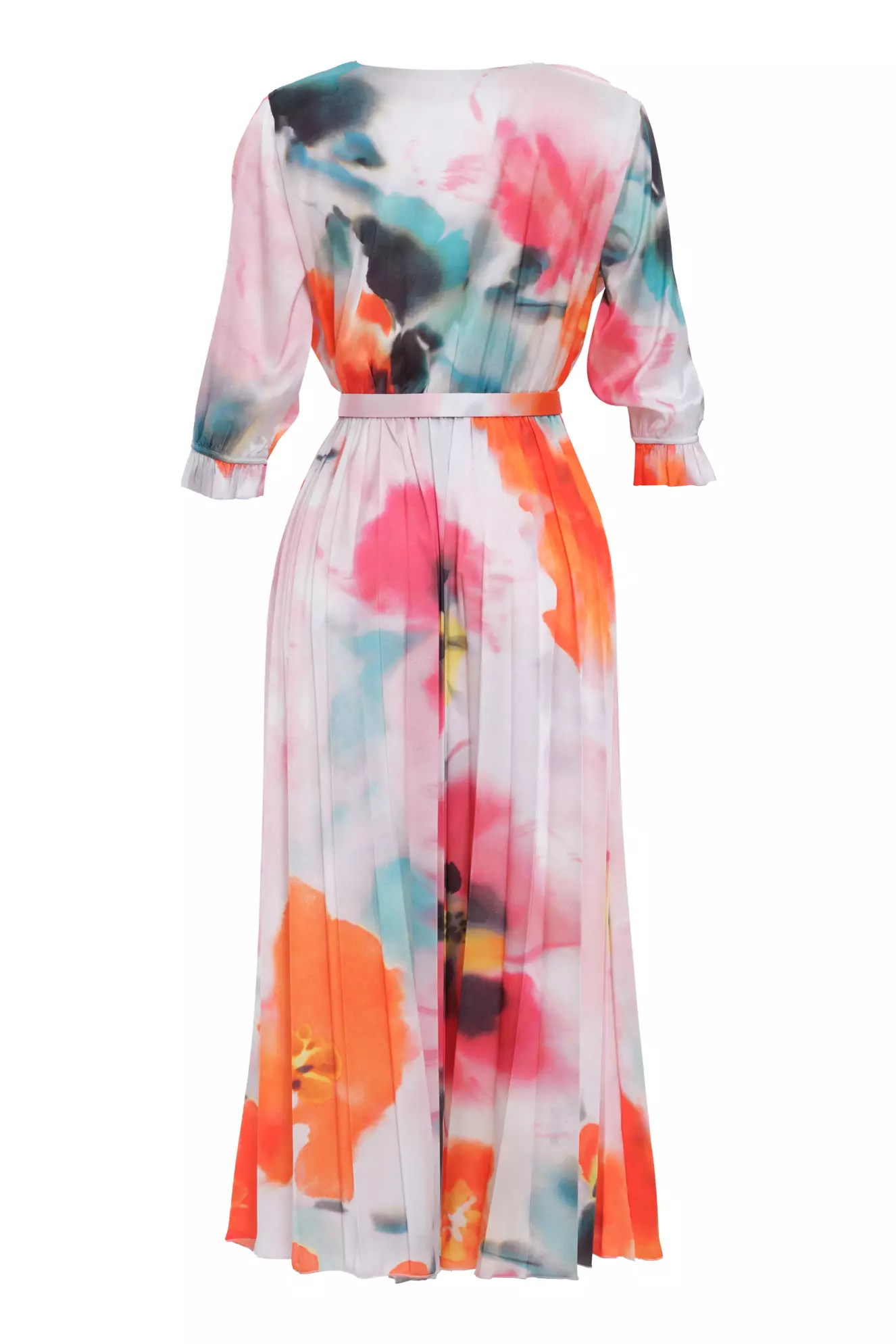 Printed Satin Long Sleeve Maxi Dress