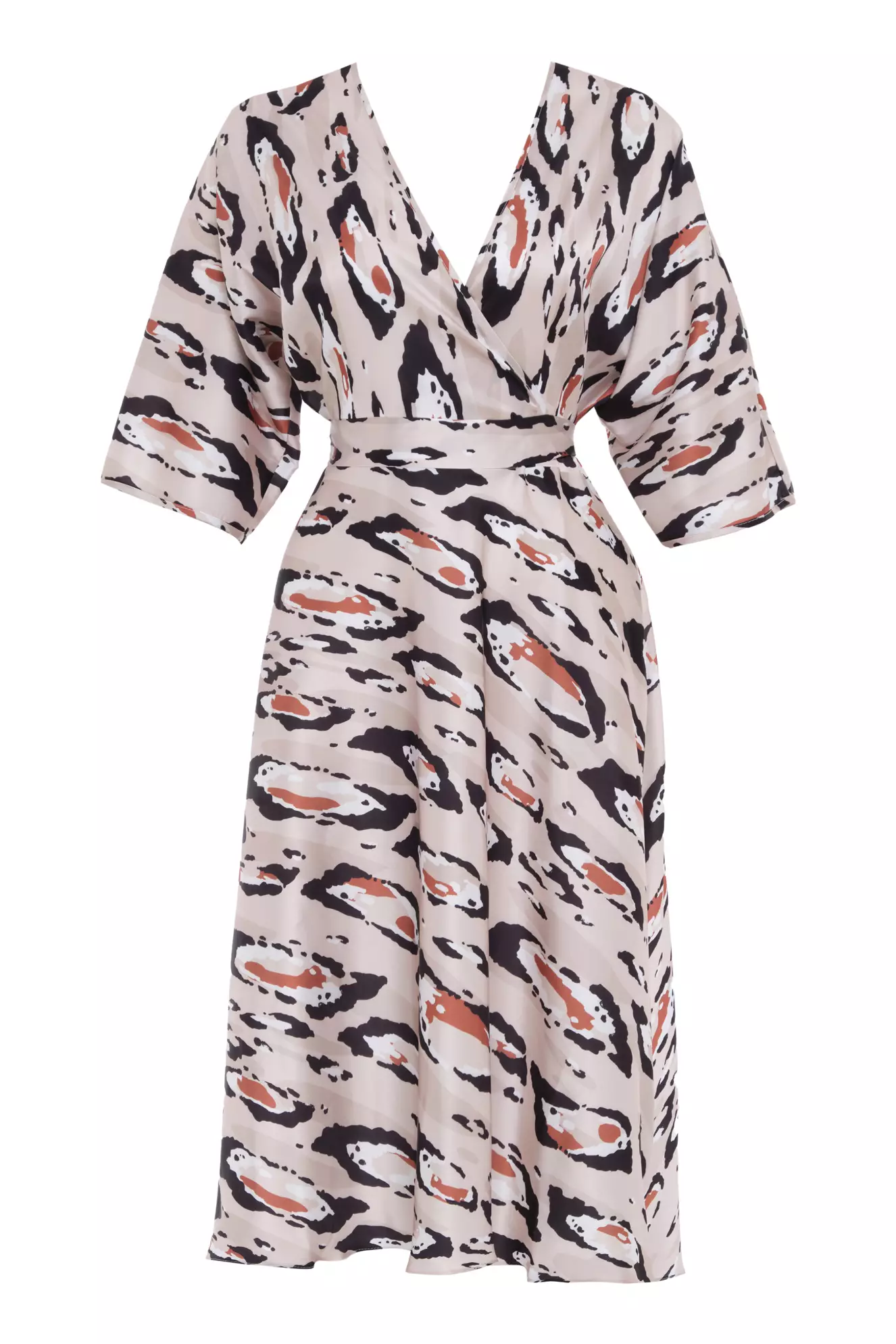 Printed Satin Kapri Kol Long Dress