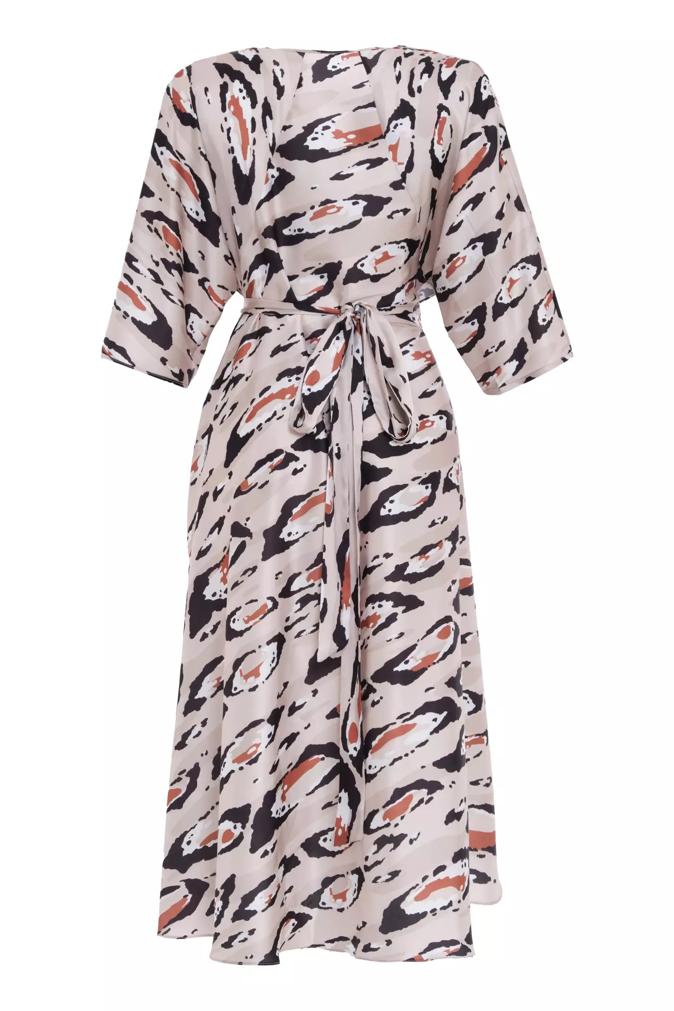 Printed Satin Kapri Kol Long Dress