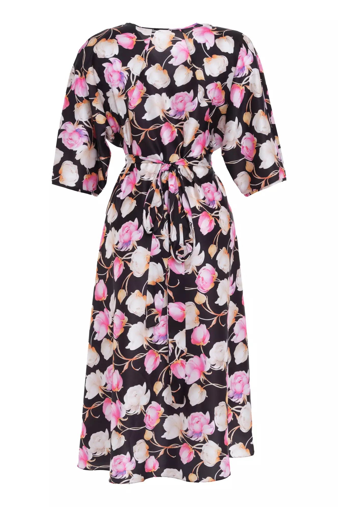 Printed Satin Kapri Kol Long Dress