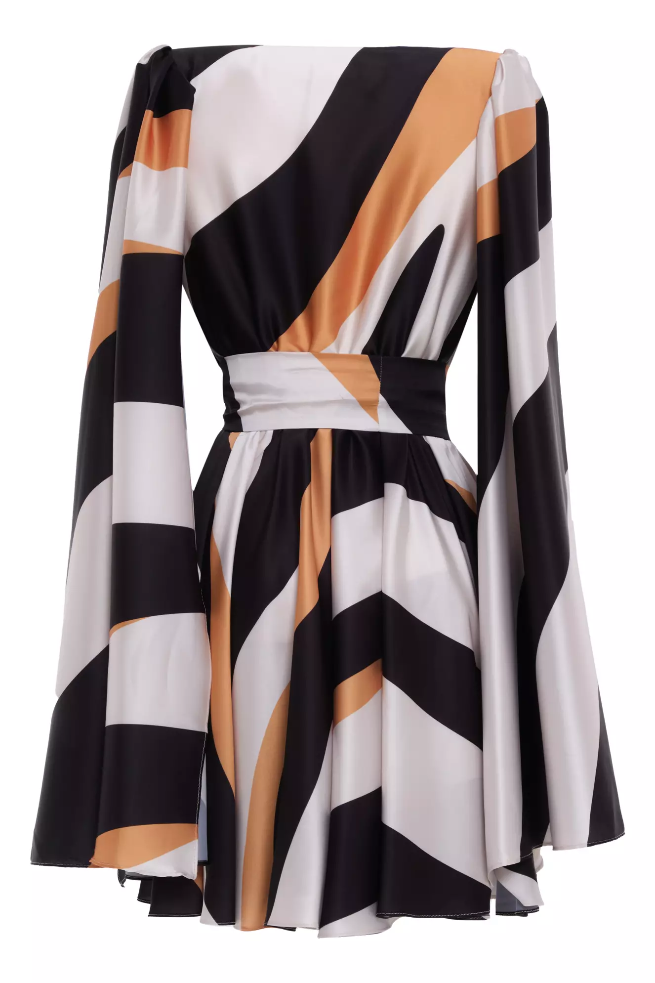 Printed Satin Long Sleeve Mini Dress