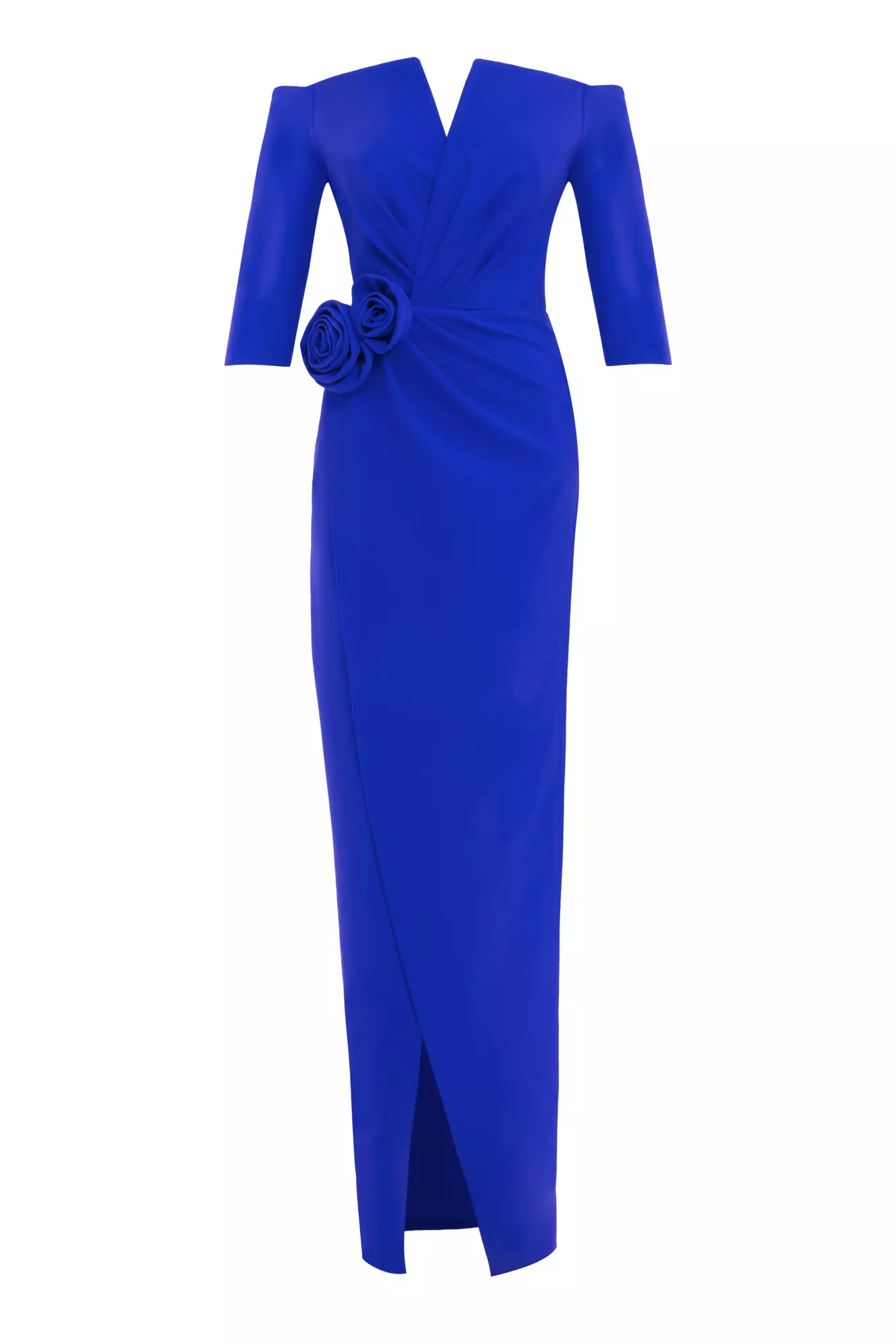 Blue Crepe Kapri Kol Long Dress
