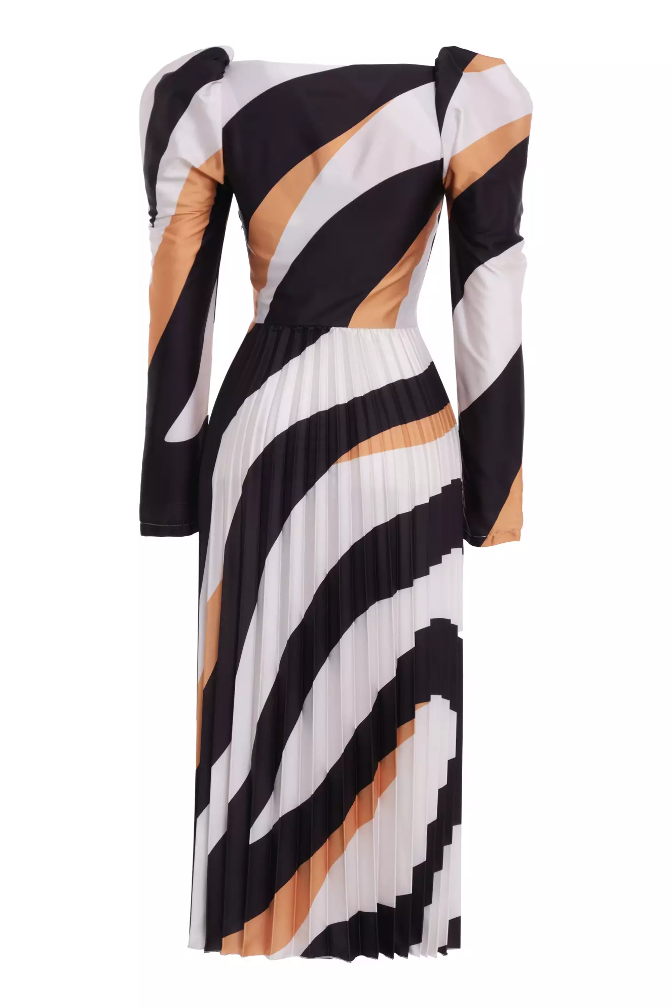 Printed Satin Long Sleeve Maxi Dress