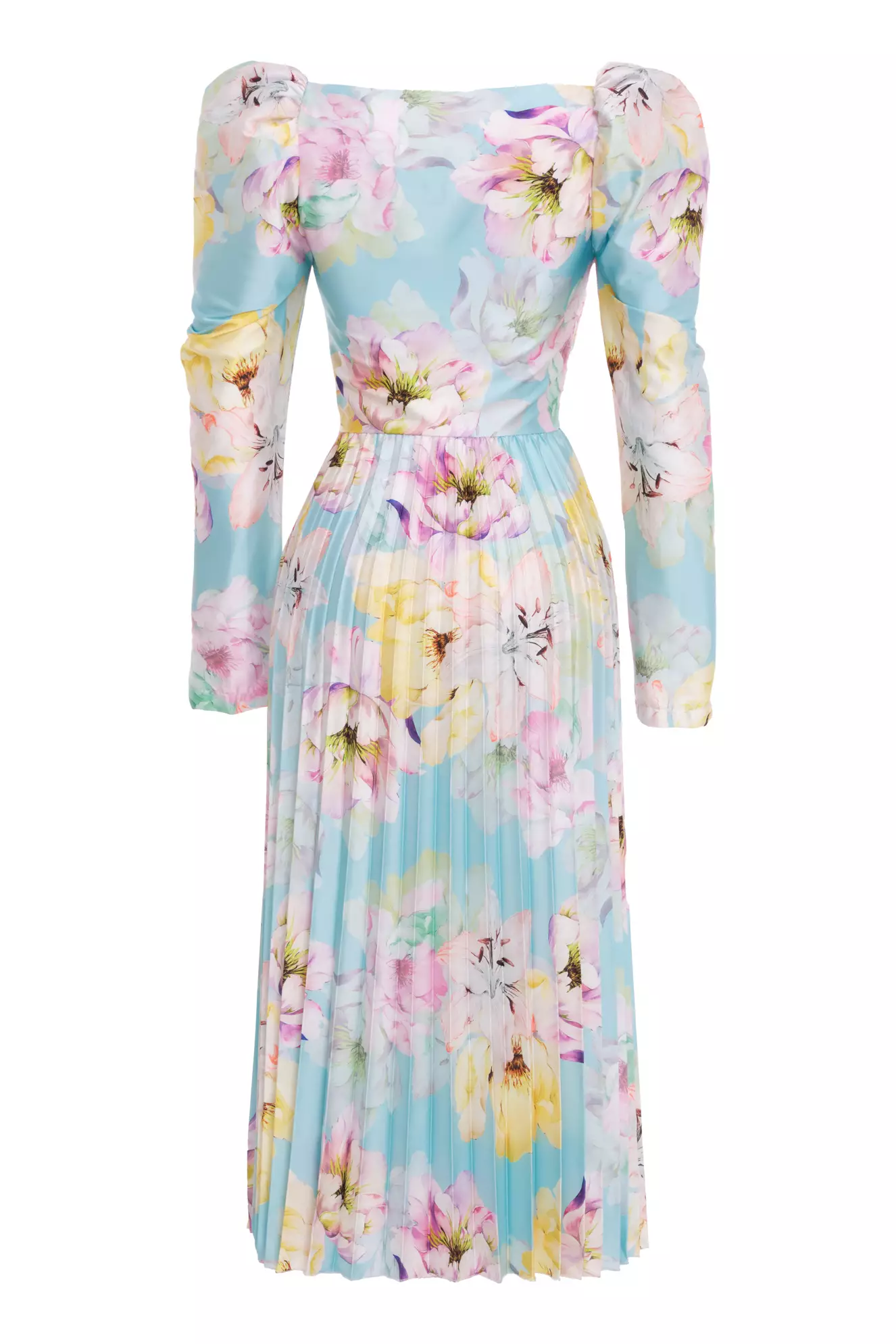 Printed satin long sleeve maxi dress