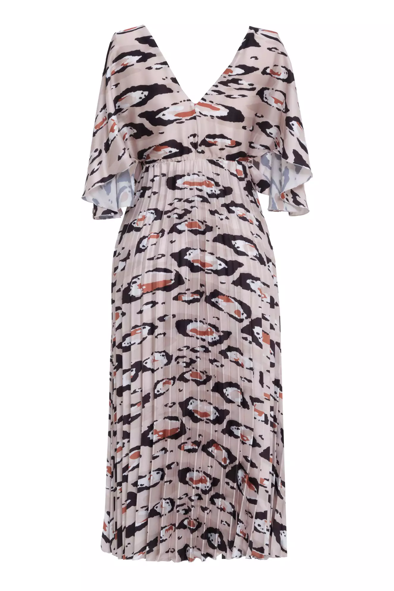 Printed Satin Short Sleeve Long Dress