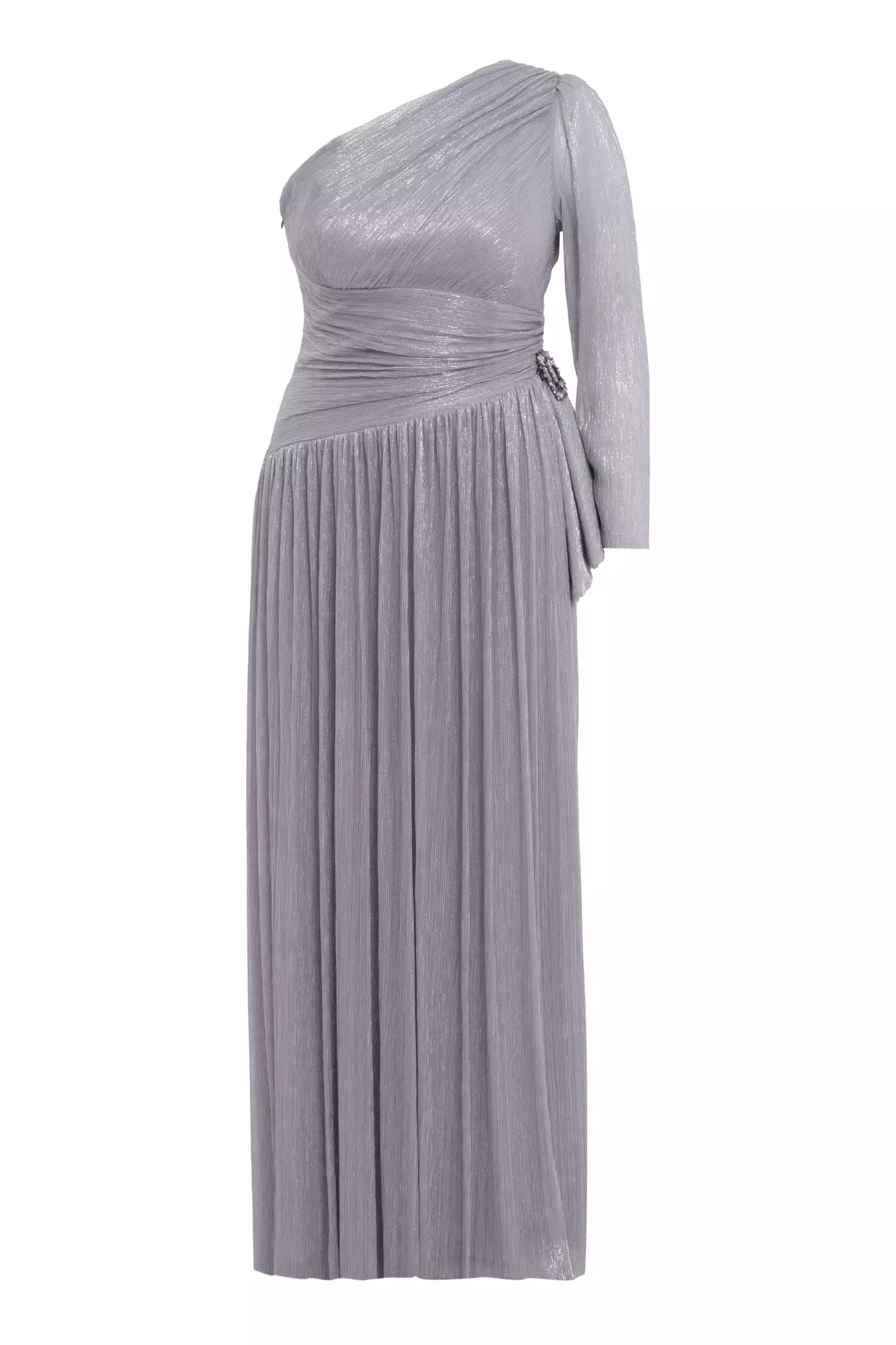 Silver Plus Size Moonlight One Arm Long Dress