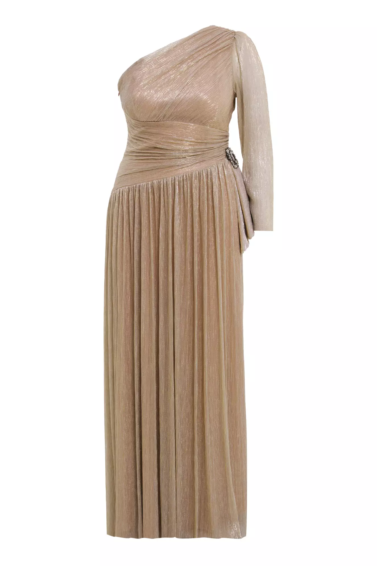 Gold Plus Size Moonlight One Arm Long Dress