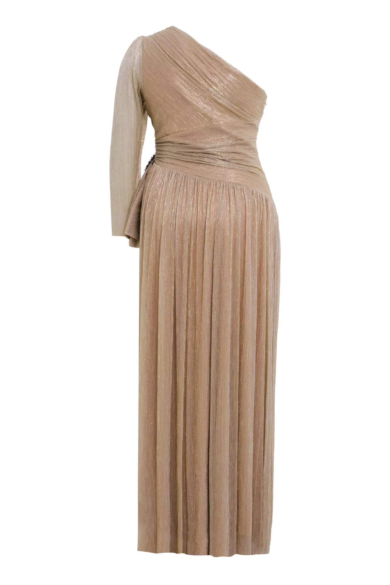 Gold Plus Size Moonlight One Arm Long Dress