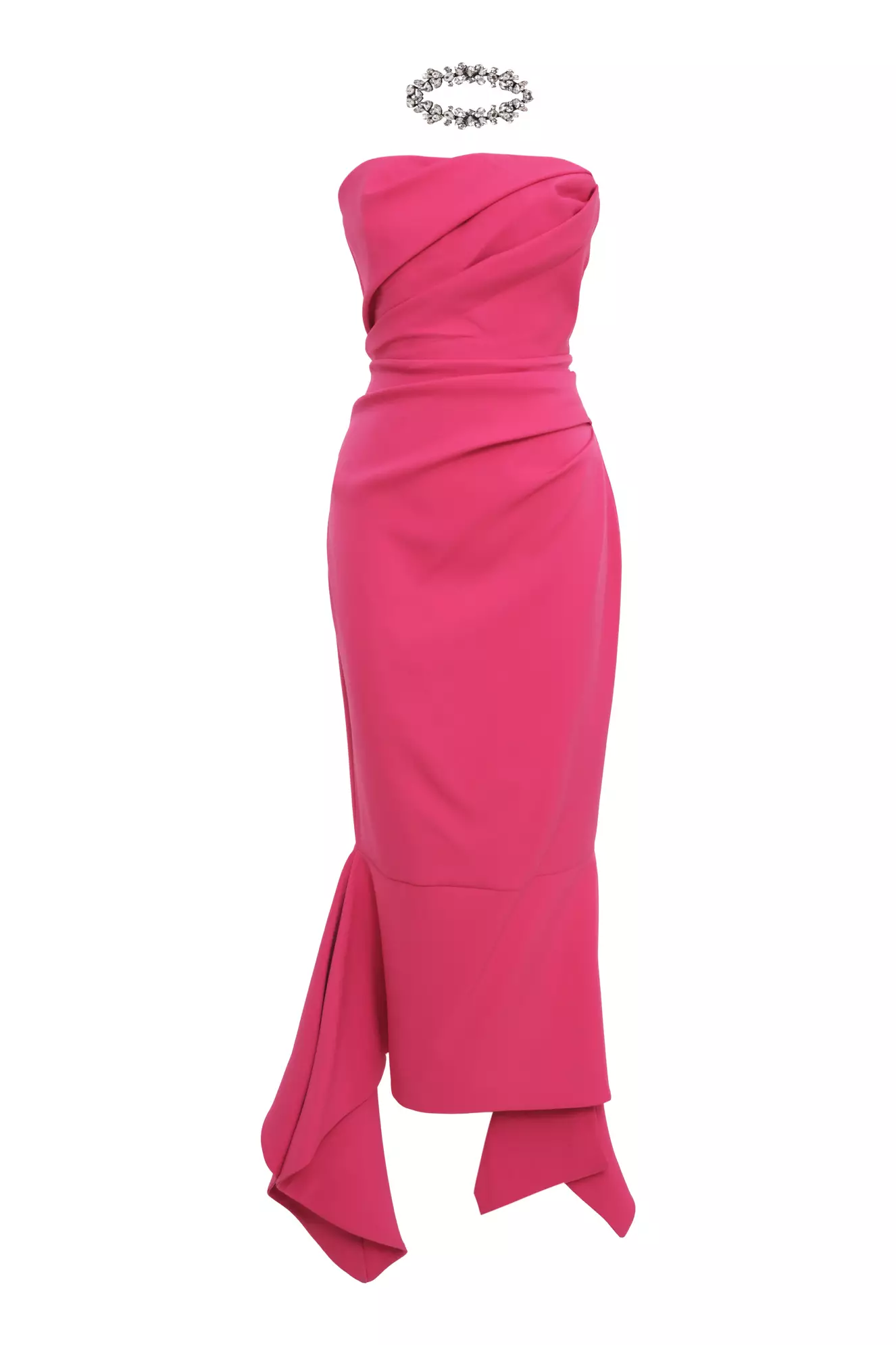 Fuchsia Crepe Sleeveless Long Dress