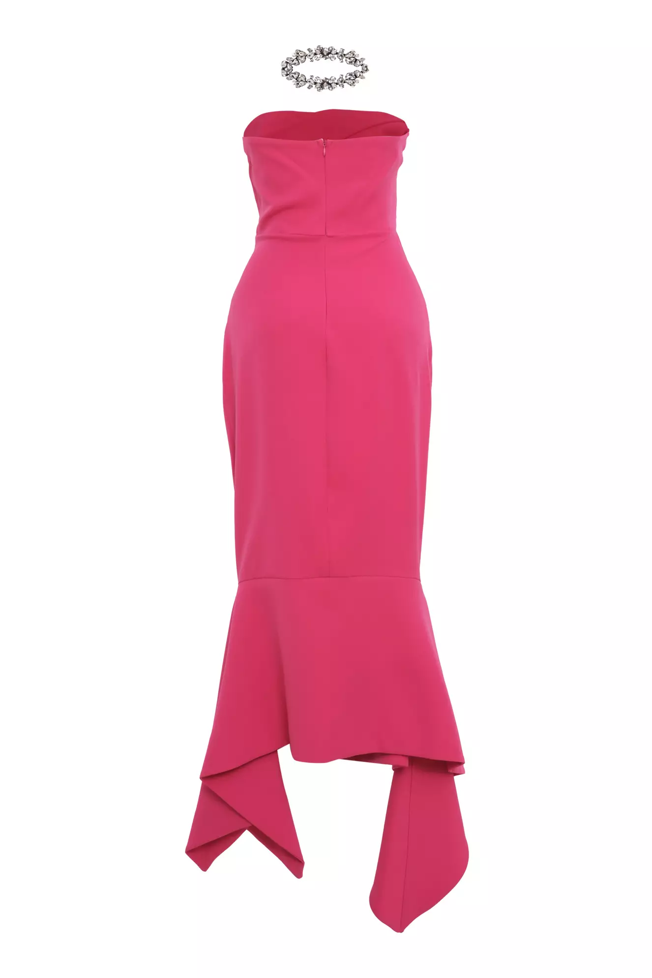 Fuchsia Crepe Sleeveless Long Dress