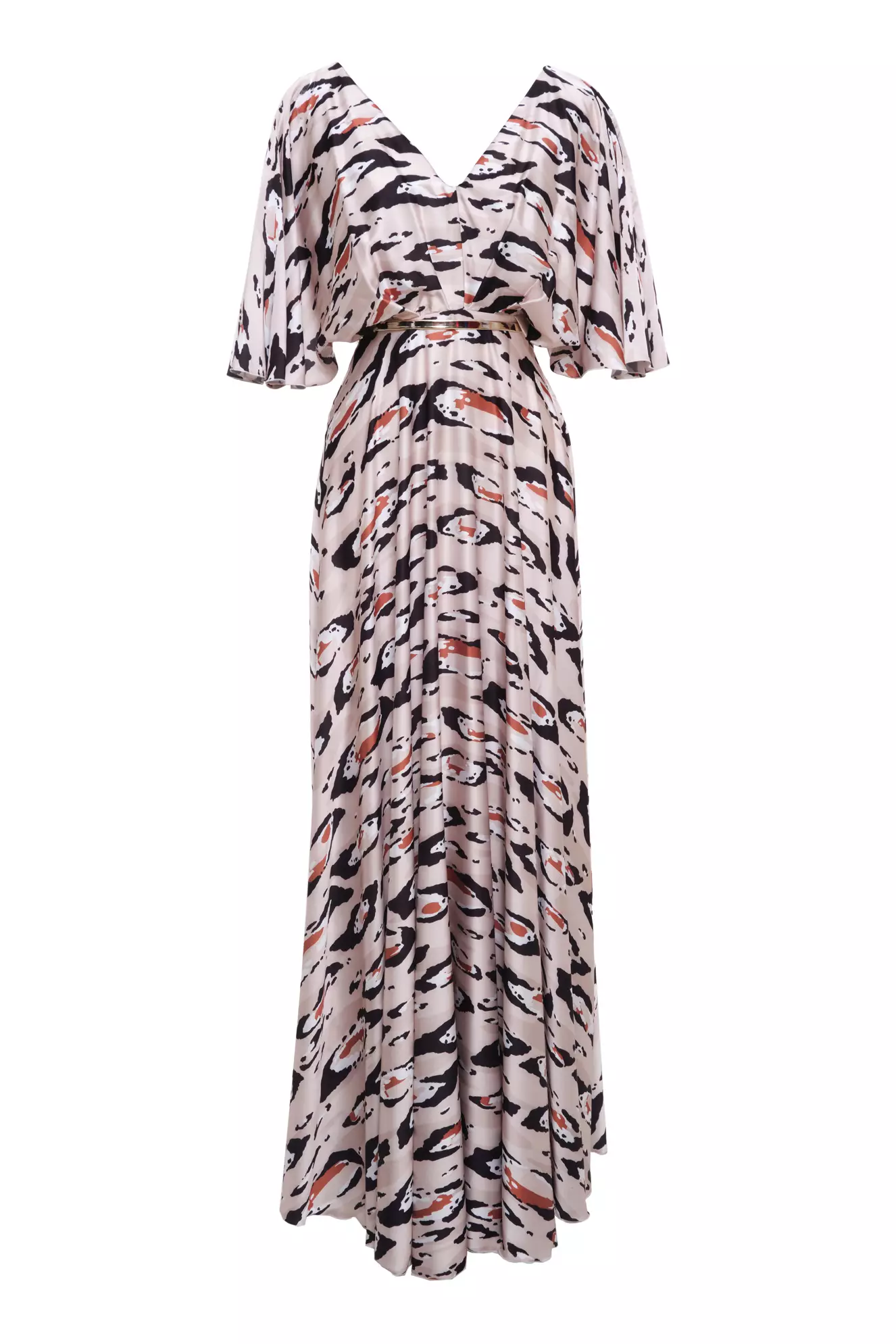 Printed Satin Kapri Kol Long Dress