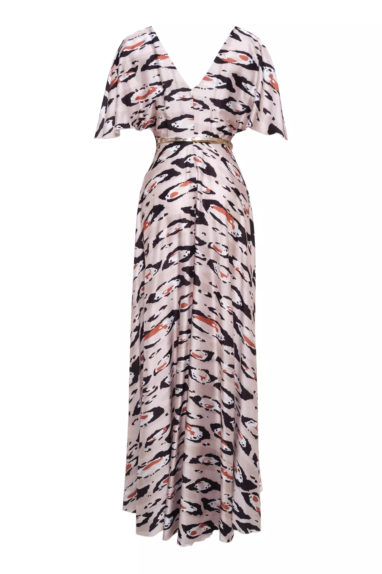 Printed Satin Kapri Kol Long Dress