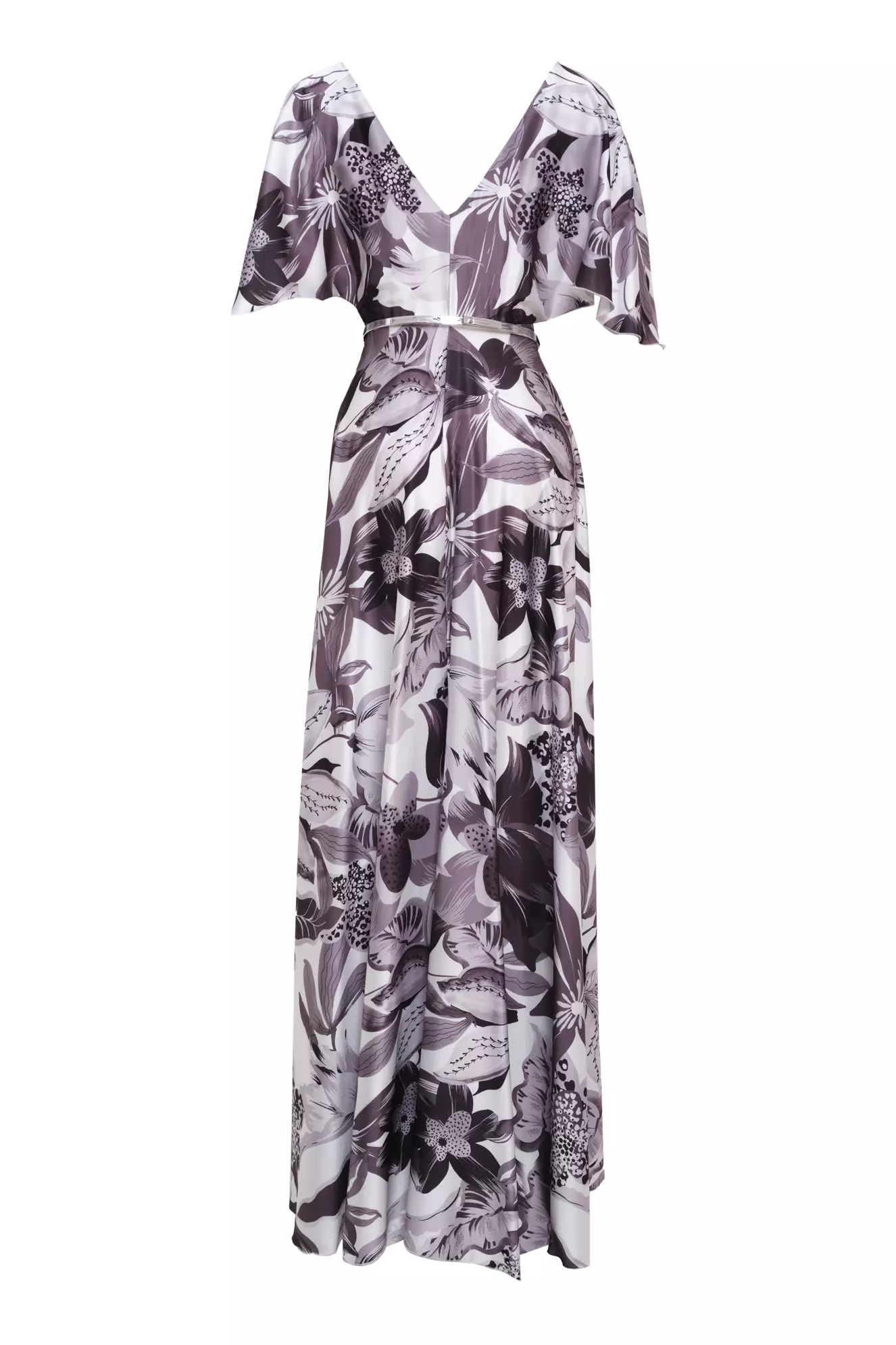 Printed Satin Kapri Kol Long Dress