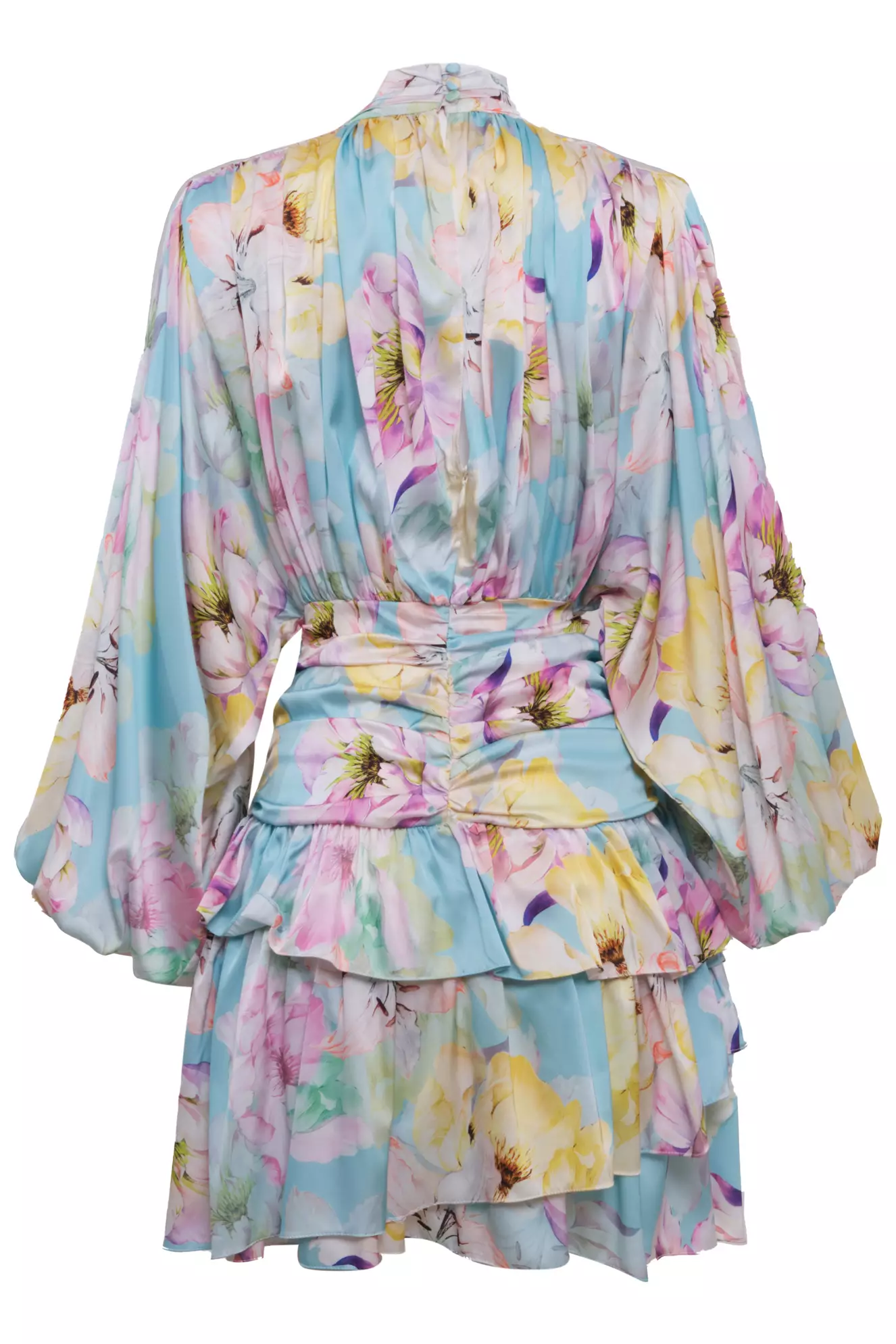 Printed Satin Long Sleeve Mini Dress