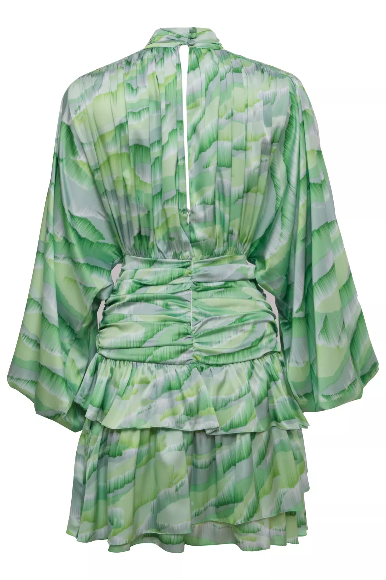 Printed Satin Long Sleeve Mini Dress