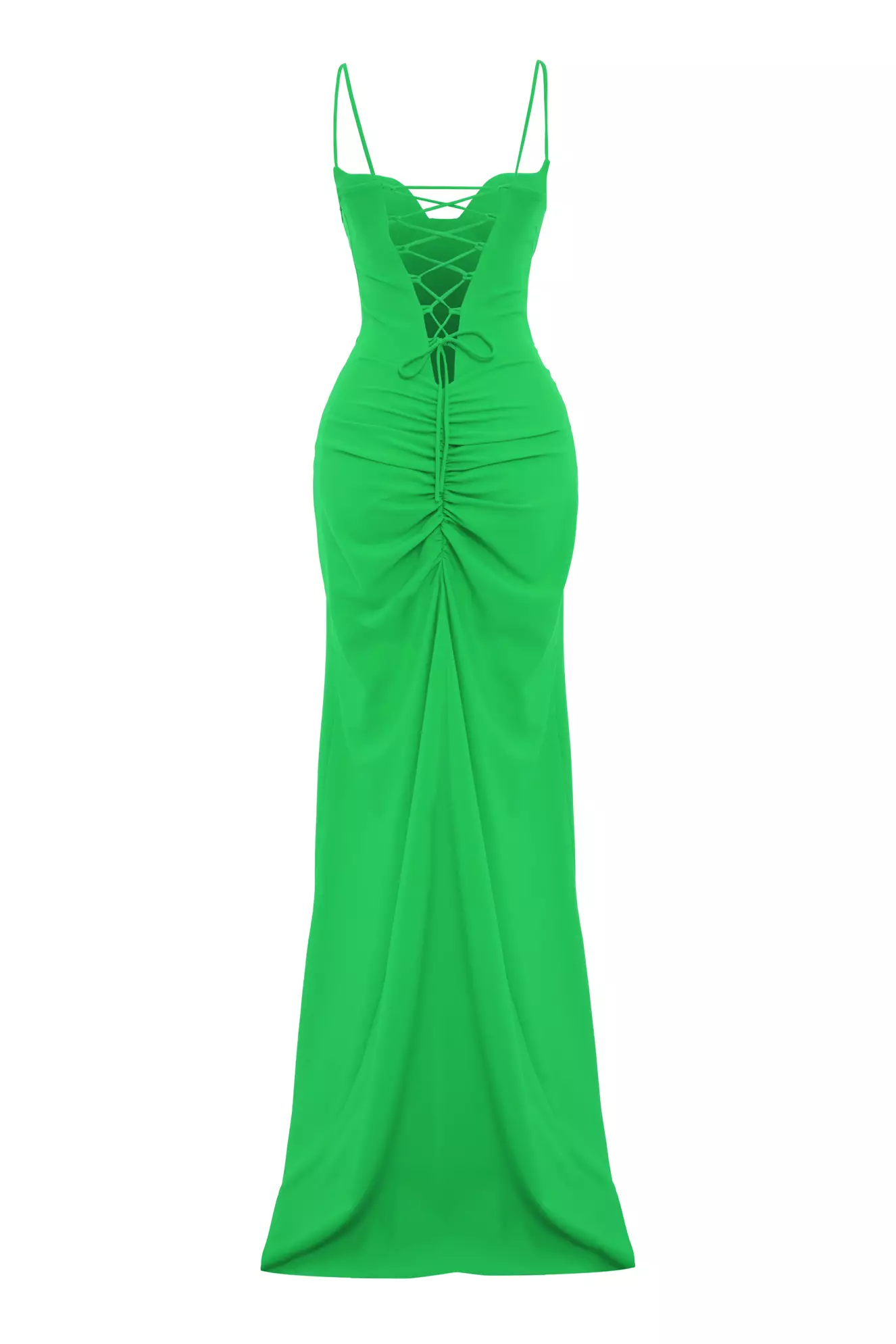 Green Crepe Sleeveless Long Dress