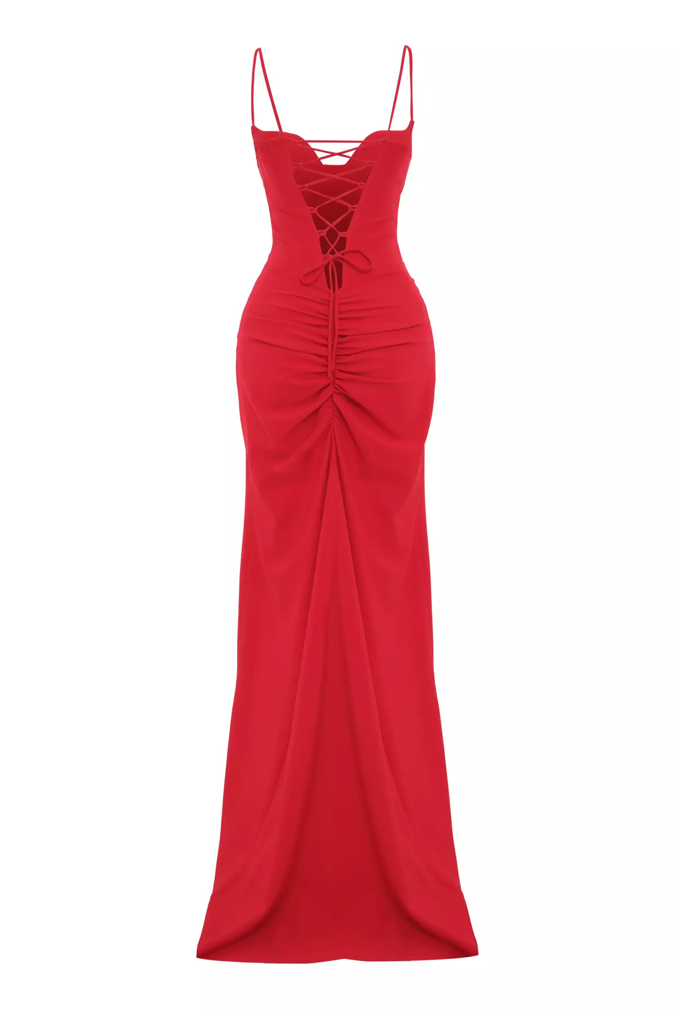 Red Crepe Sleeveless Long Dress