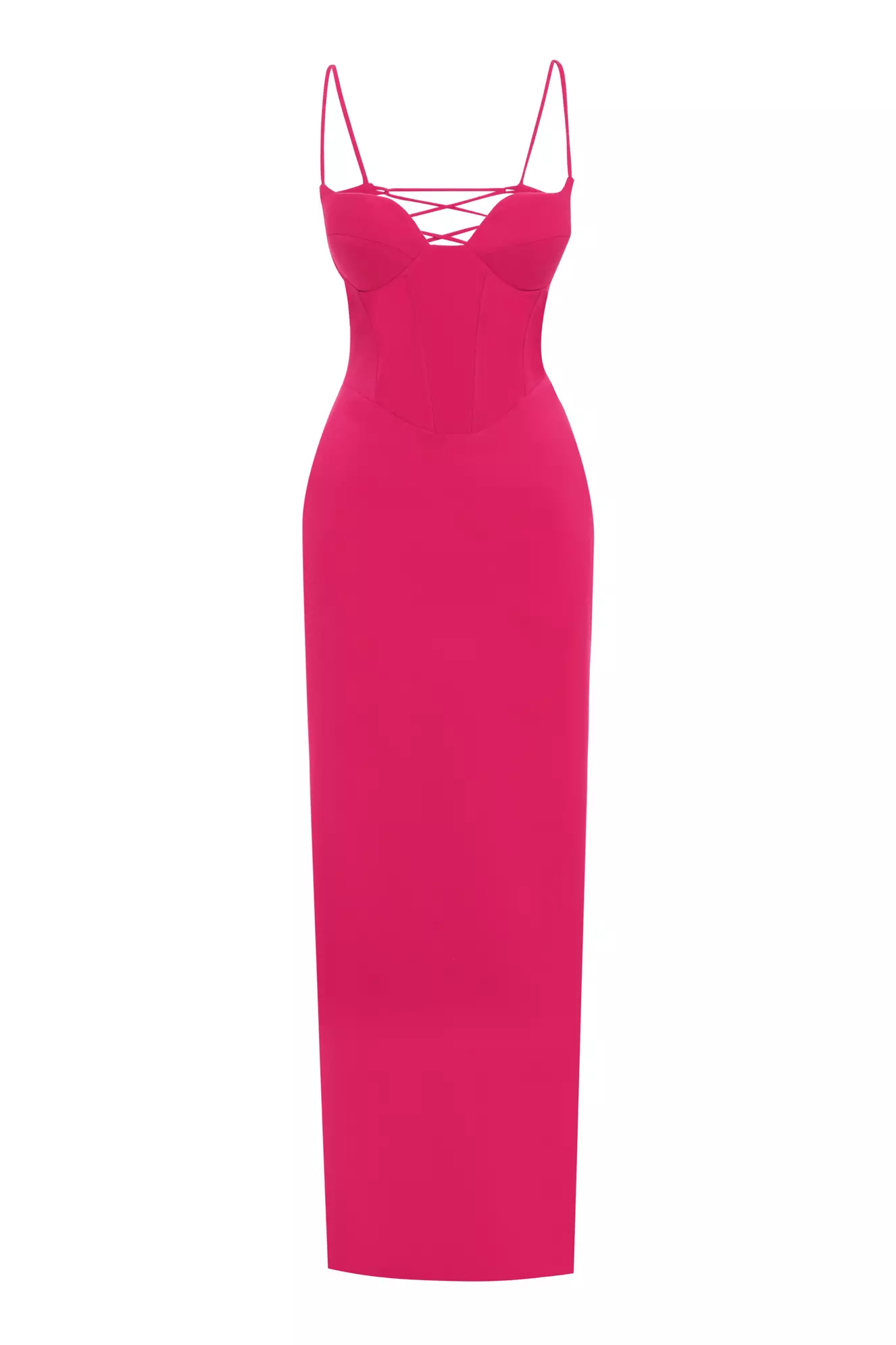 Fuchsia crepe sleeveless long dress
