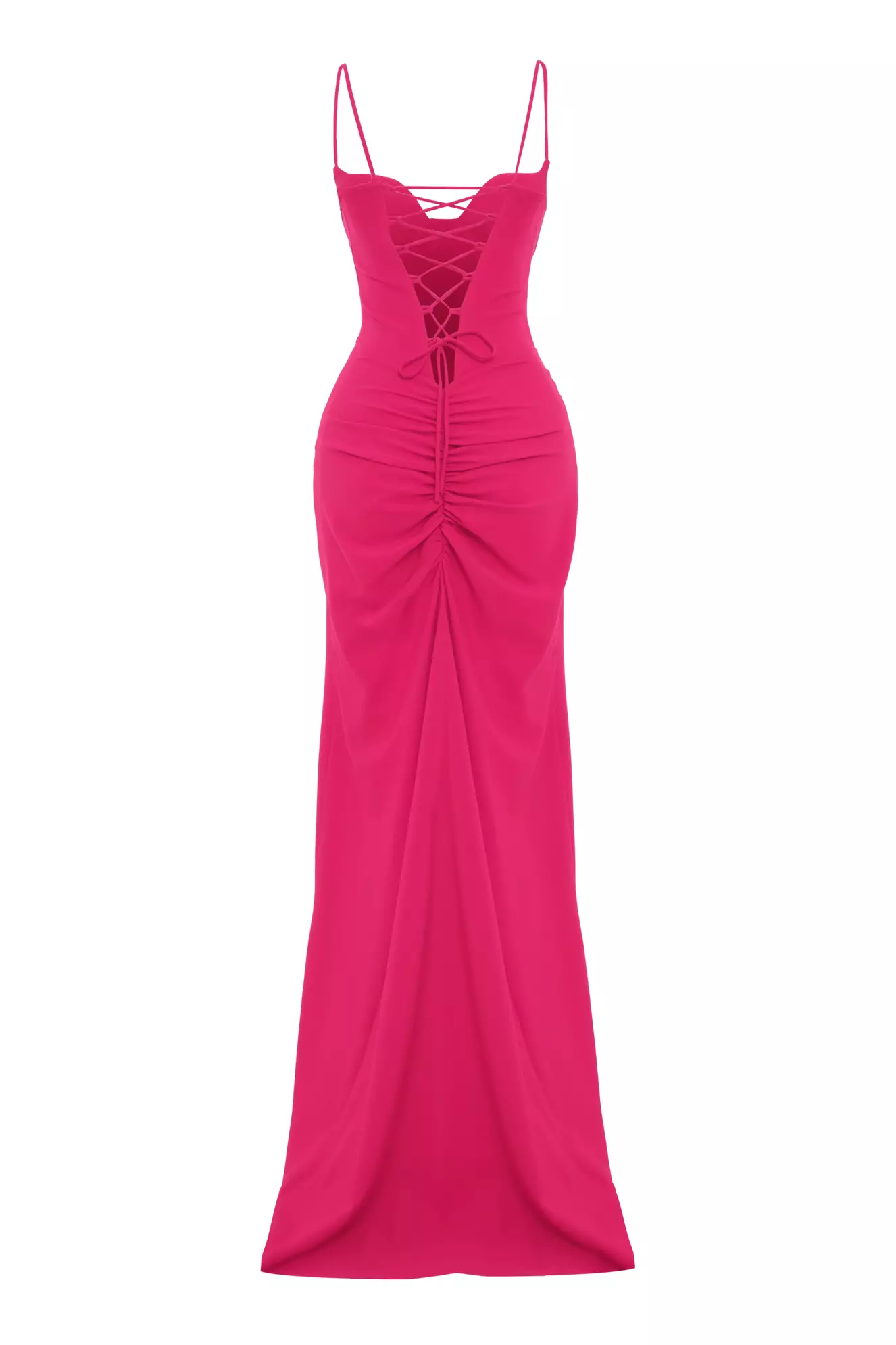 Fuchsia crepe sleeveless long dress
