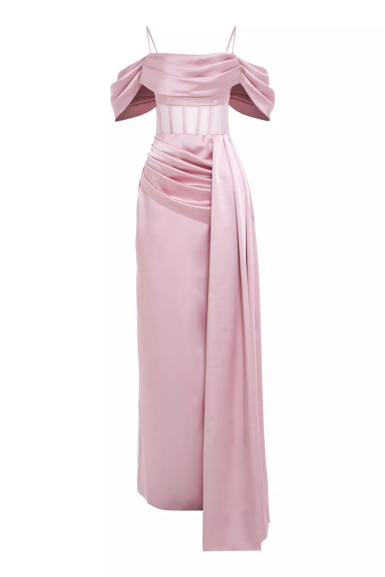 Blush Satin Sleeveless Long Dress