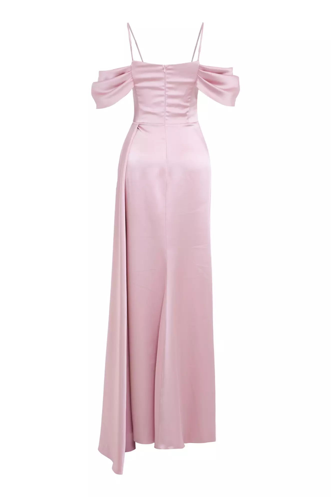 Blush Satin Sleeveless Long Dress