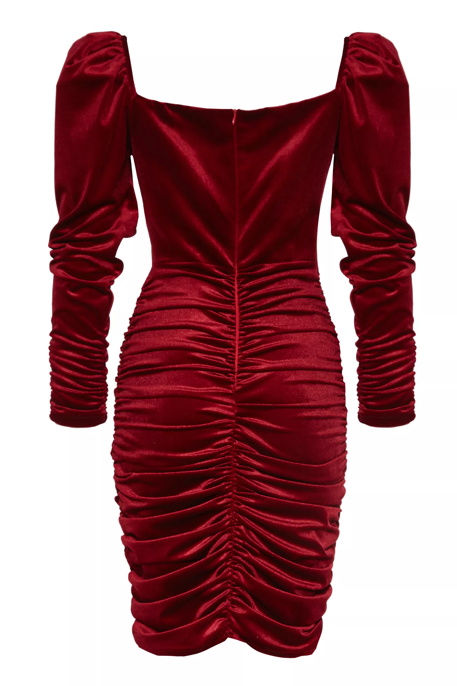 Red velvet long sleeve mini dress