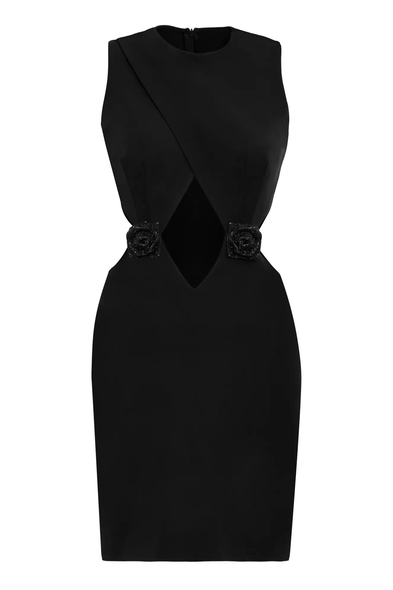 Black Crepe Sleeveless Mini Dress