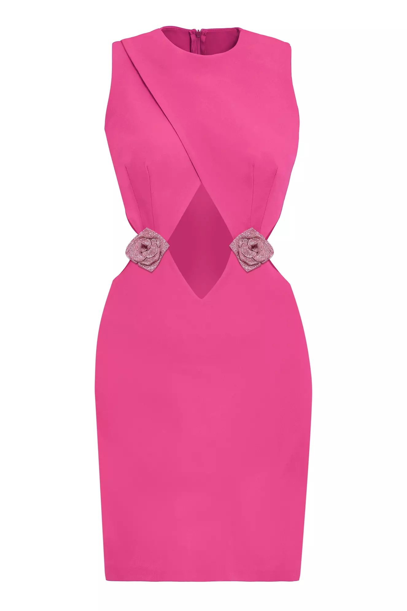 Fuchsia Crepe Sleeveless Mini Dress