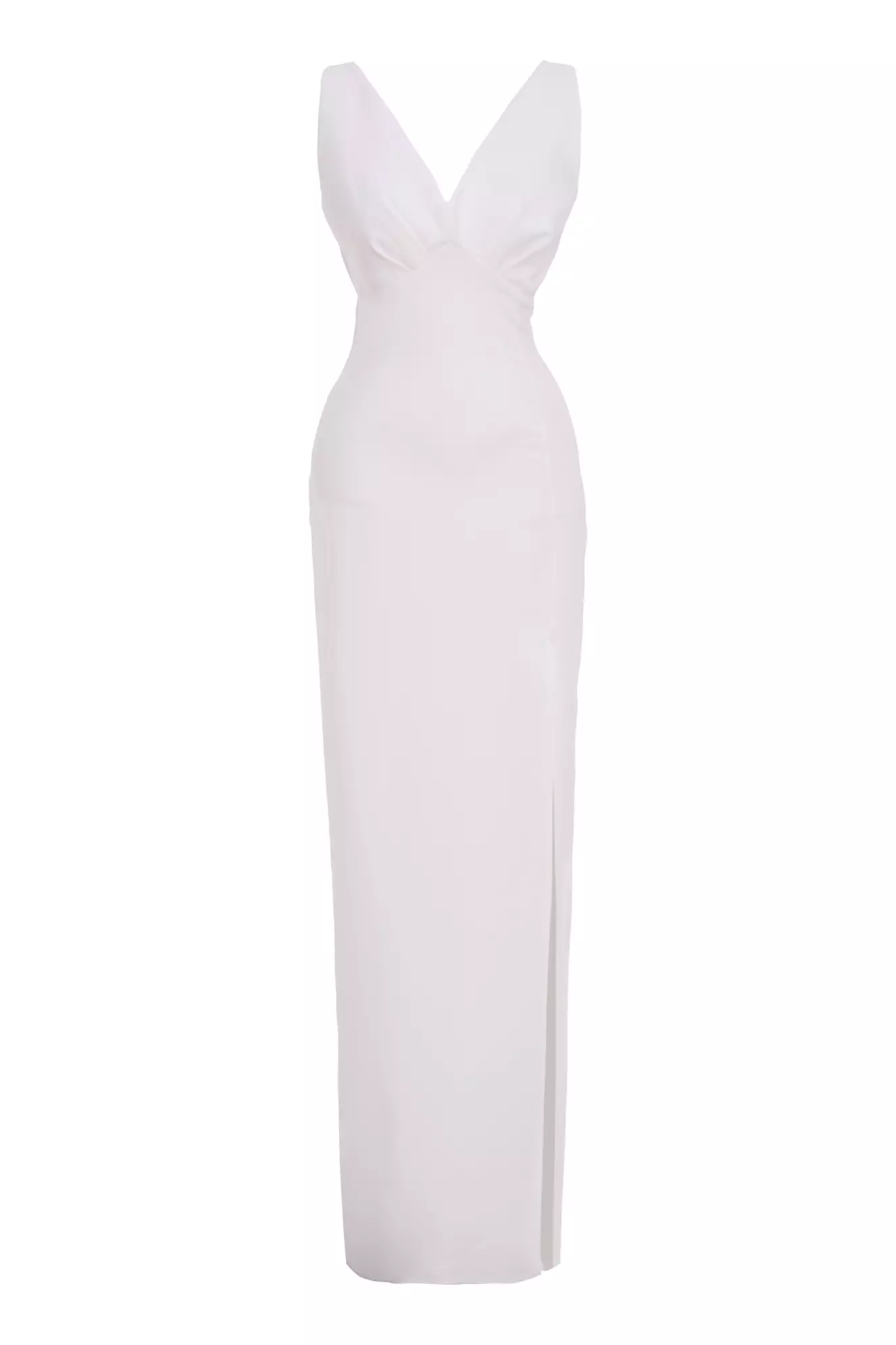 White Crepe Sleeveless Long Dress